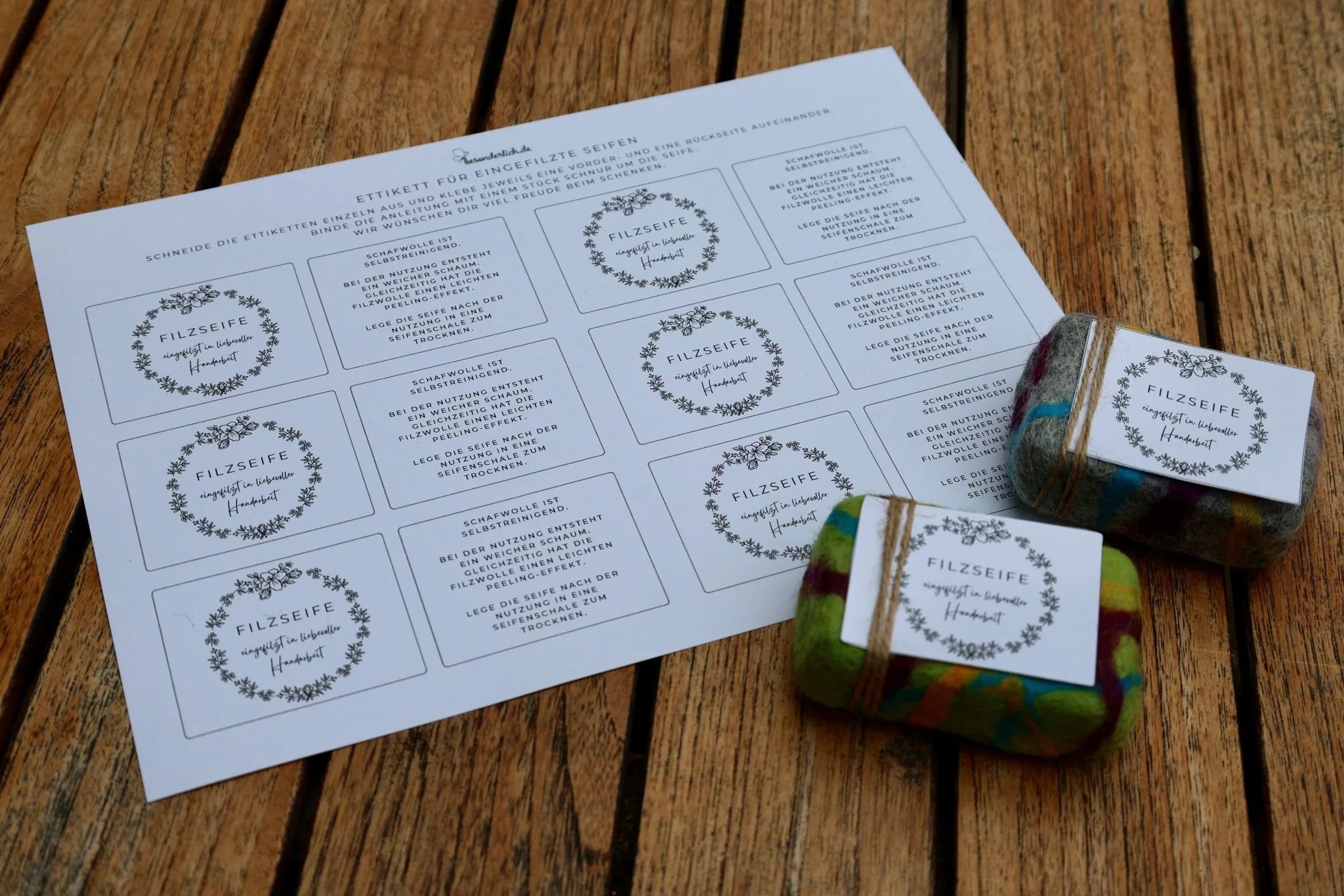Etiketten für eingefilzte Seiten - PDF Download - besonderlich.de - diy geschenk