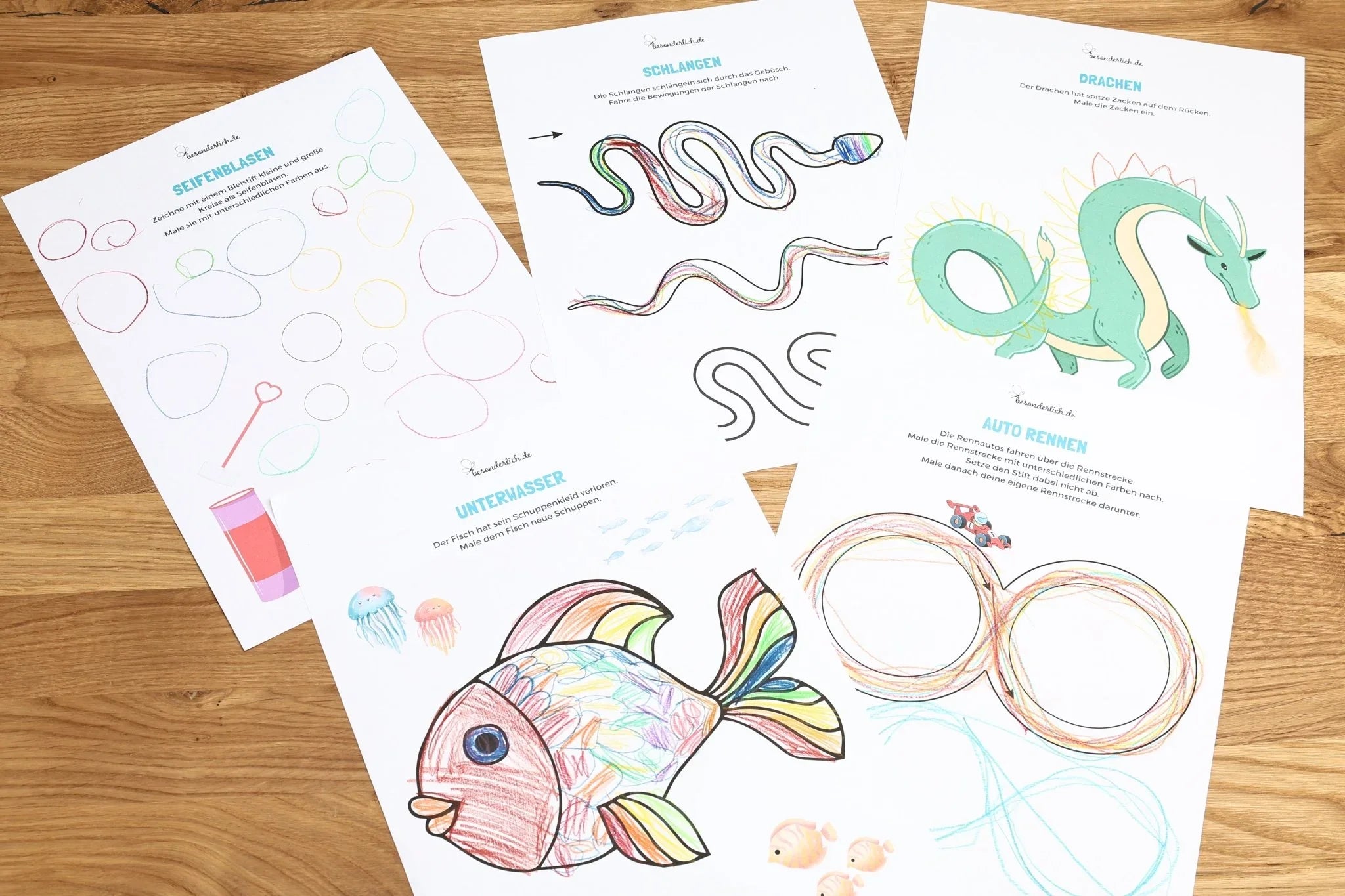 Schwungübungen PDF - Download – personalisiertes Geschenk Holz | be