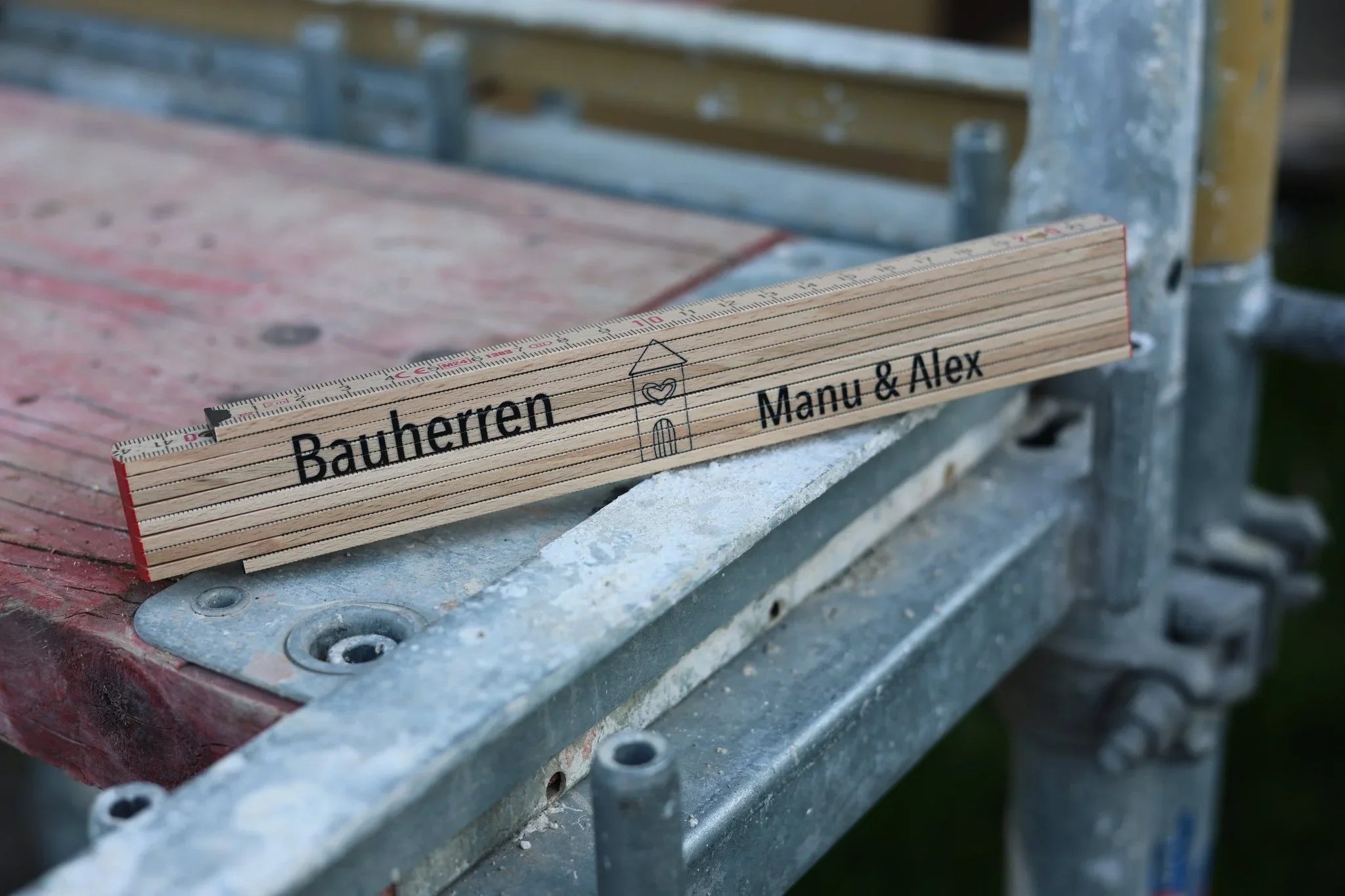 Zollstock für Bauherren personalisiert (Druck) - besonderlich.de - Einzugsgeschenk
