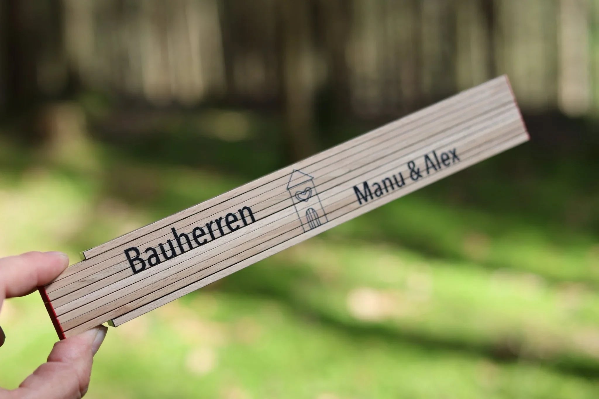 Zollstock für Bauherren personalisiert (Druck) - besonderlich.de - Einzugsgeschenk