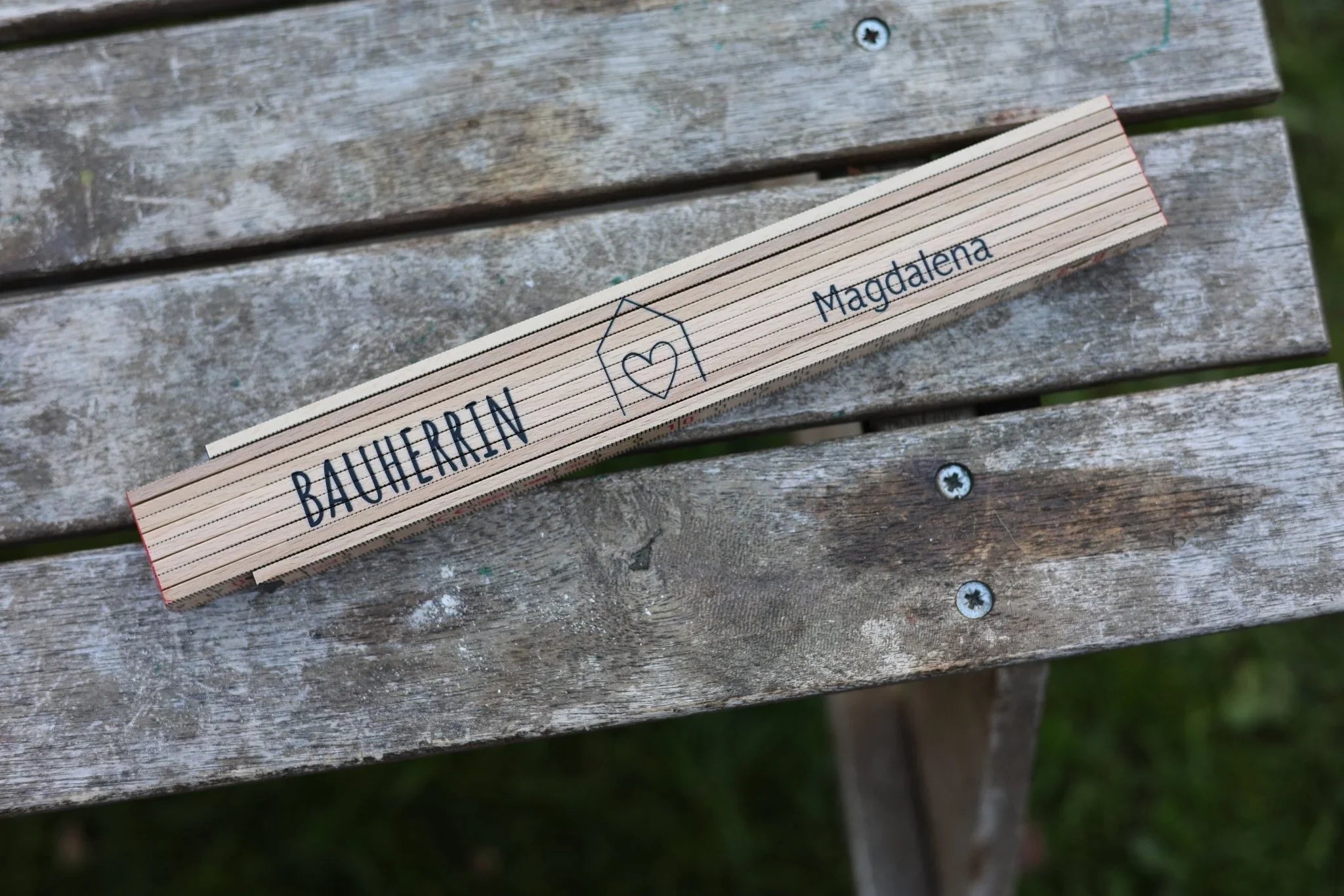 Zollstock für Bauherren personalisiert (Druck) - besonderlich.de - Bauherrin