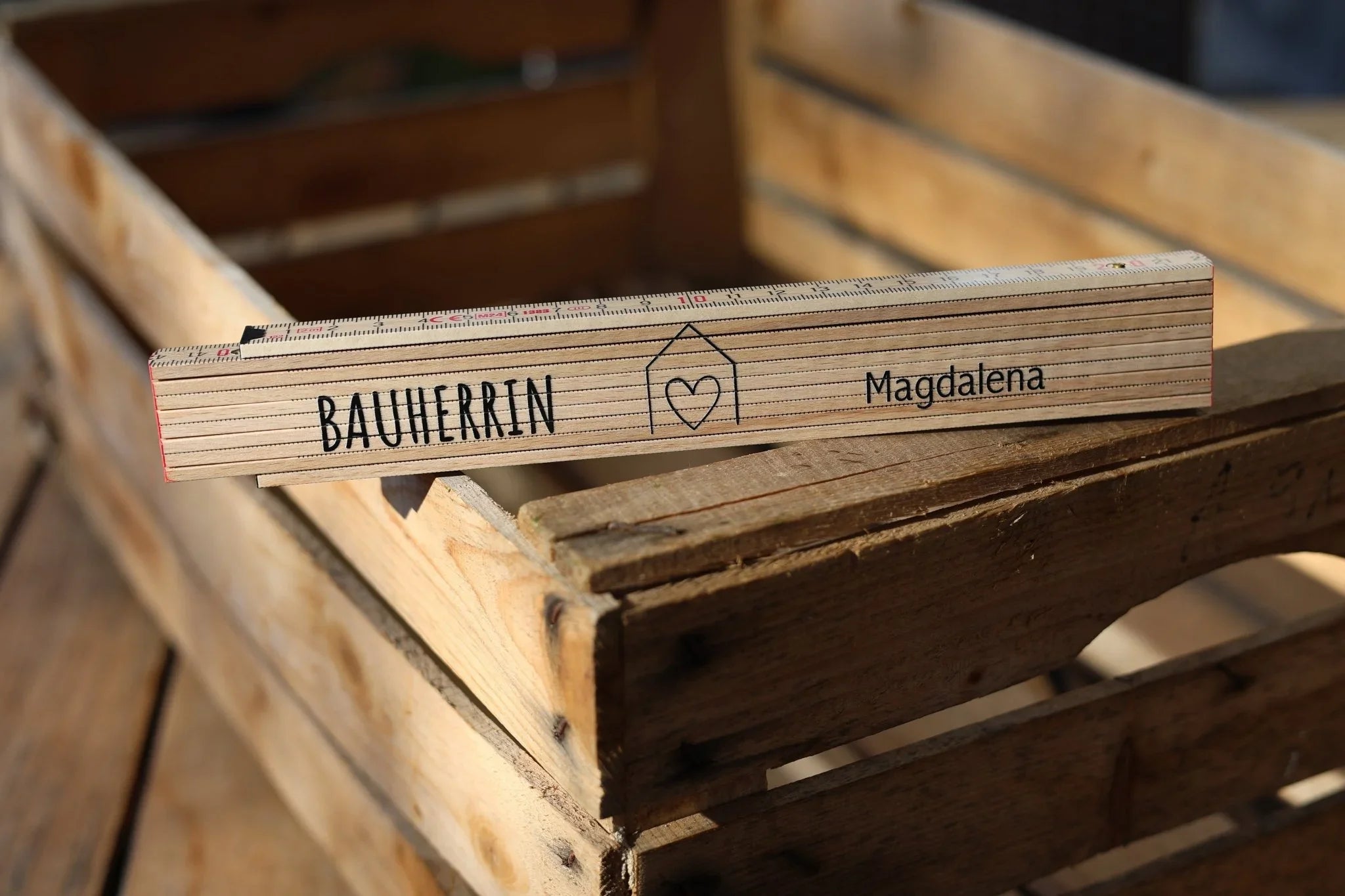 Zollstock für Bauherren personalisiert (Druck) - besonderlich.de - Bauherrin