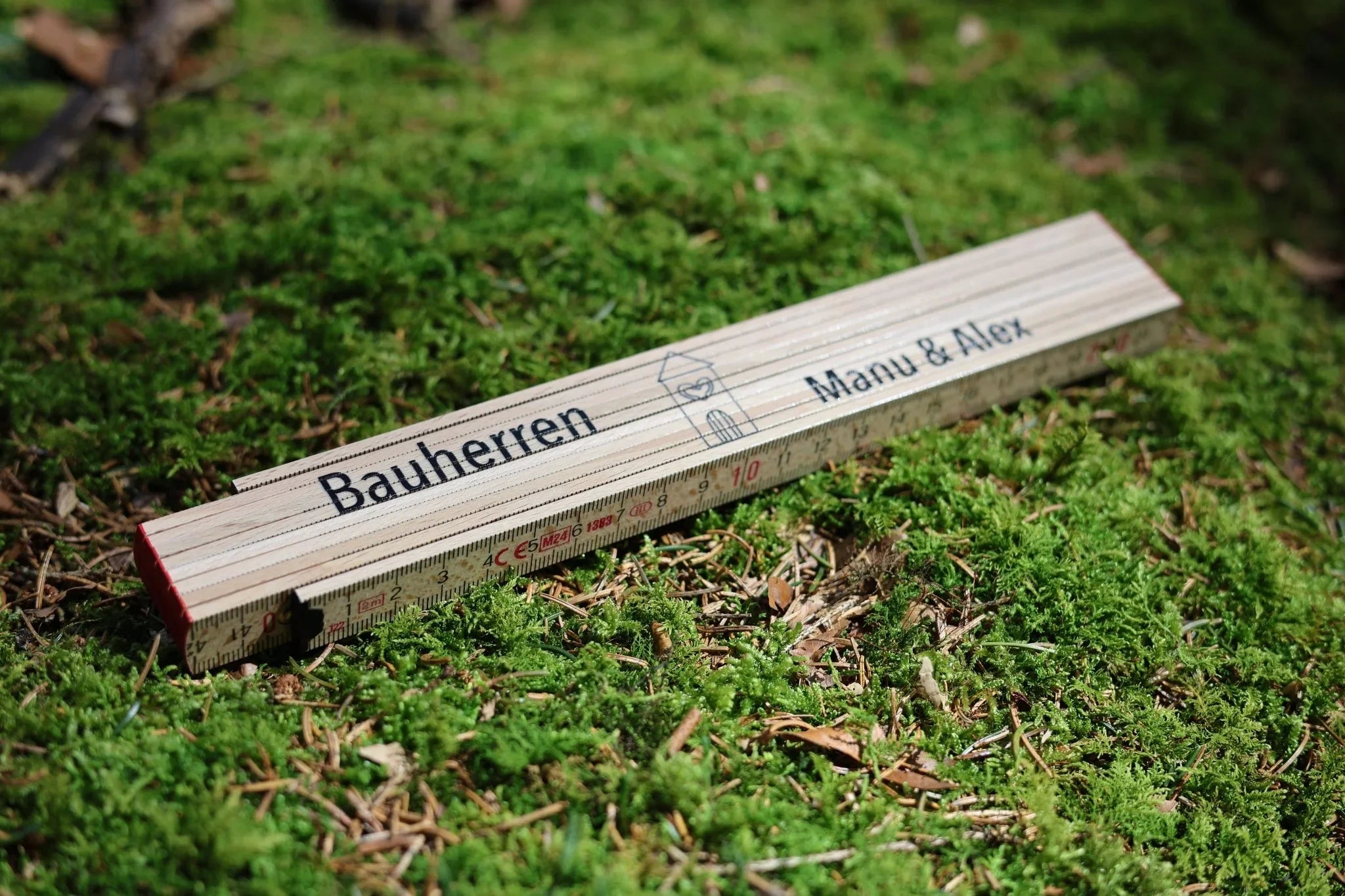 Zollstock für Bauherren personalisiert (Druck) - besonderlich.de - Einzugsgeschenk