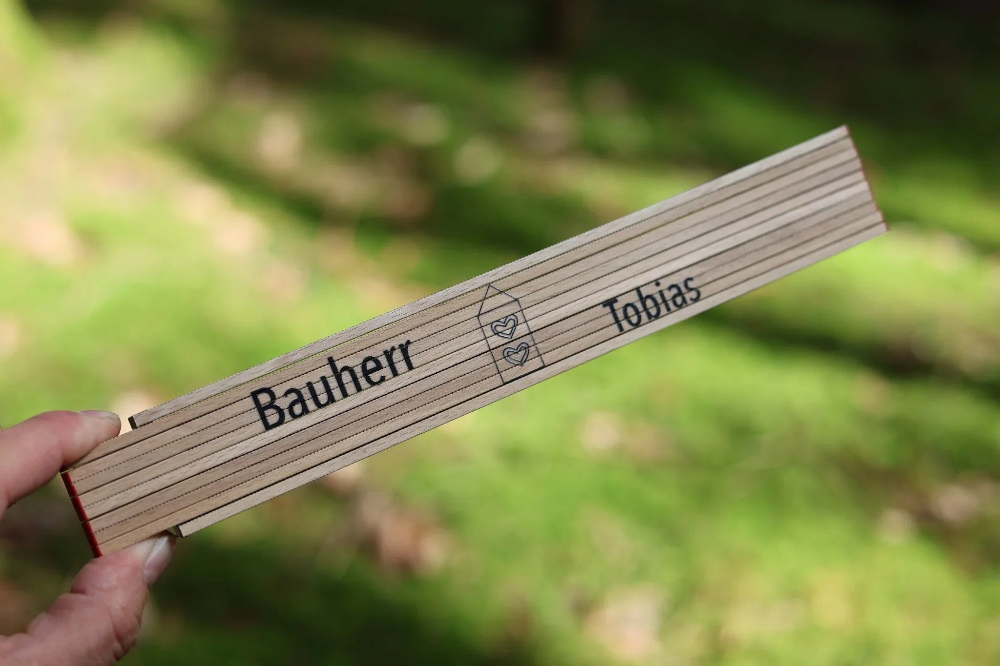 Zollstock für Bauherren personalisiert (Druck) - besonderlich.de - Einzugsgeschenk