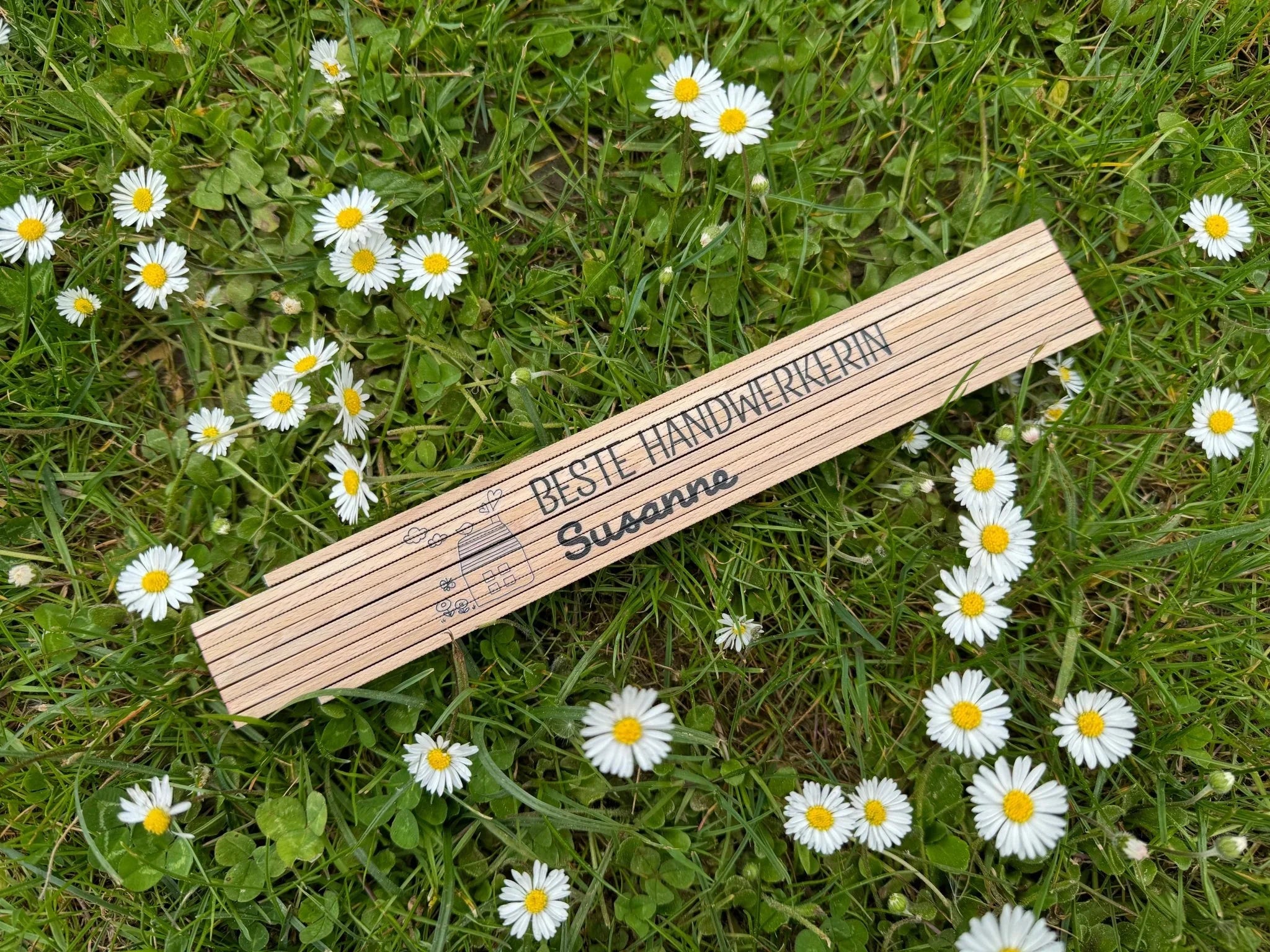 Zollstock für Beste Handwerkerin personalisiert (Druck) - besonderlich.de - Bauherrin