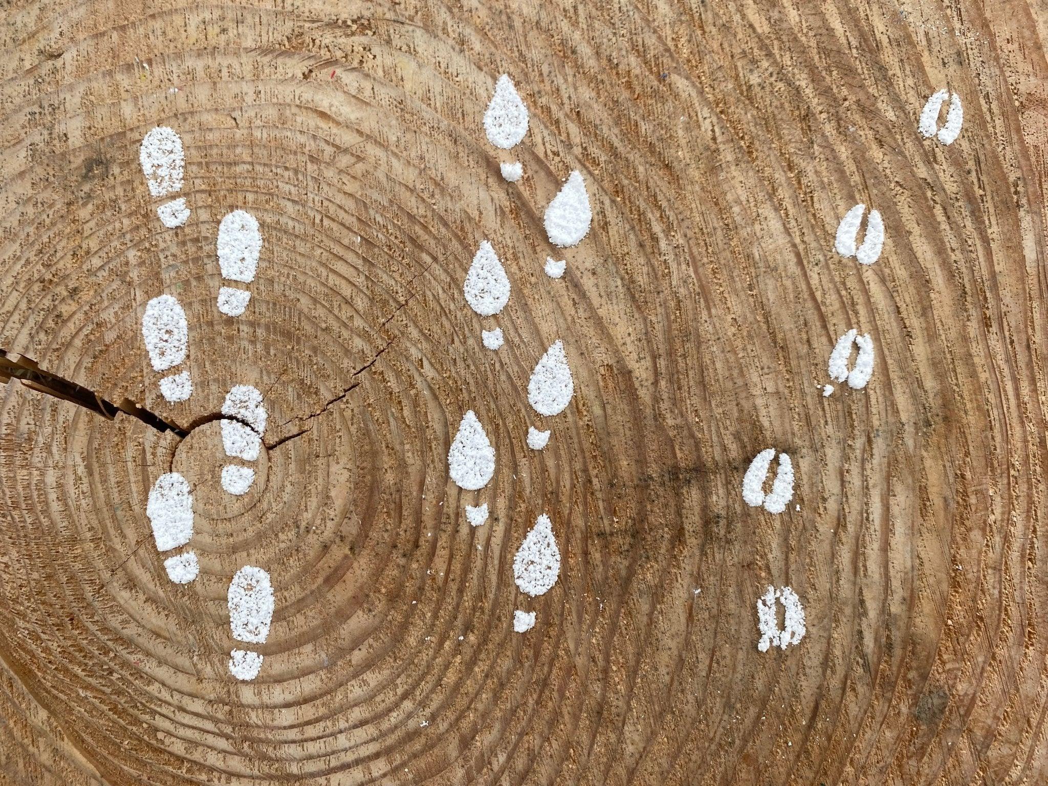 Stiefelspuren Schablone für Wichtelhaus - besonderlich.de -Adventskalender Wichtel