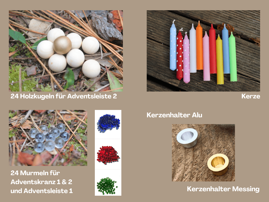 Adventskranz mit Holzkugeln und Kerzen - besonderlich.de - Adventskalender alternative