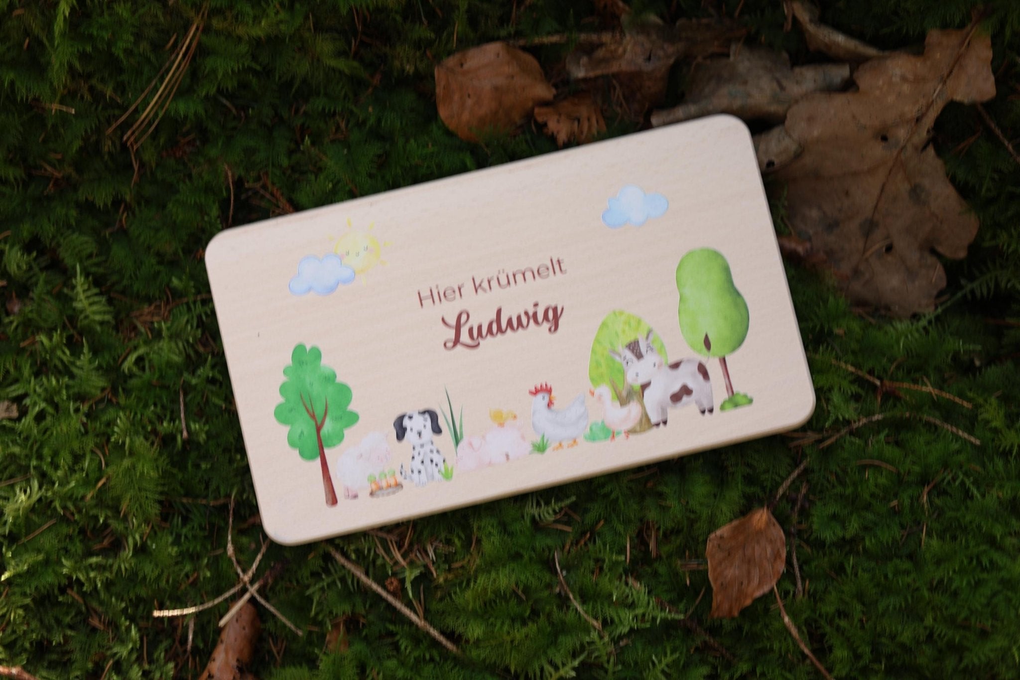 Brettchen Bauernhof personalisiertes - besonderlich.de - Babygeschenk