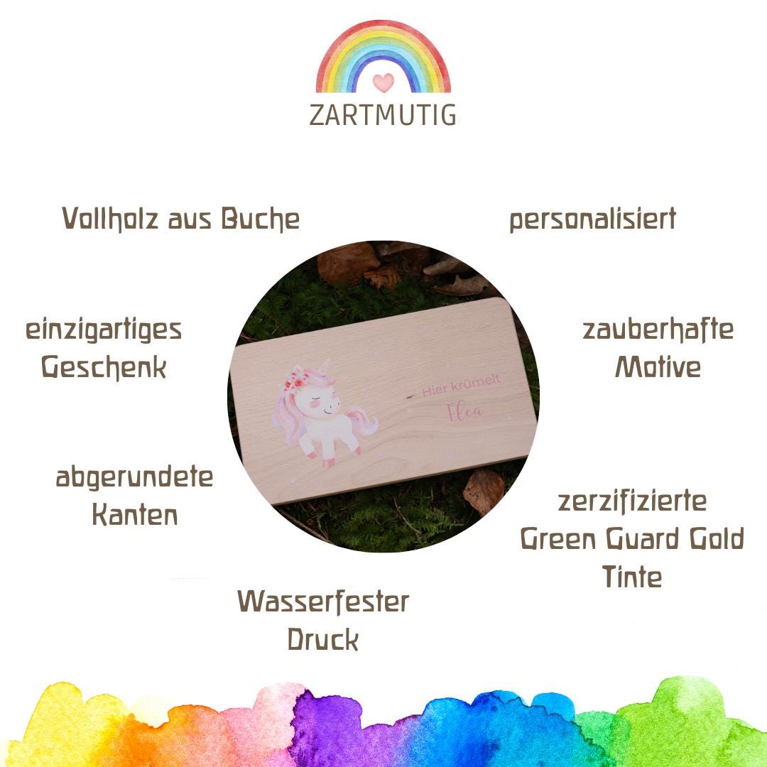 Brettchen Einhorn personalisiert - besonderlich.de - Babygeschenk