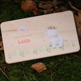Brettchen Elefant personalisiert - besonderlich.de - Babygeschenk
