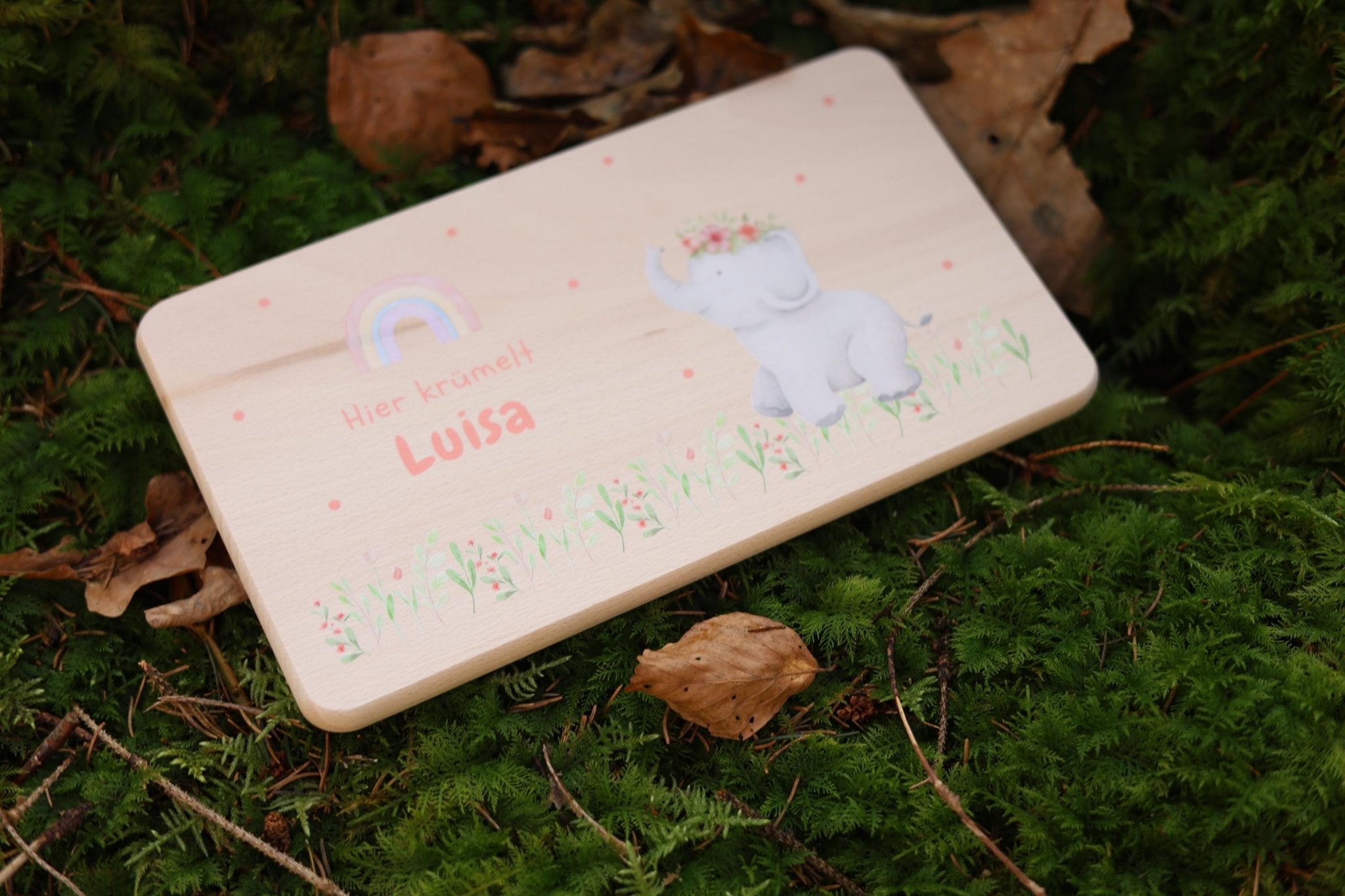 Brettchen Elefant personalisiert - besonderlich.de - Babygeschenk