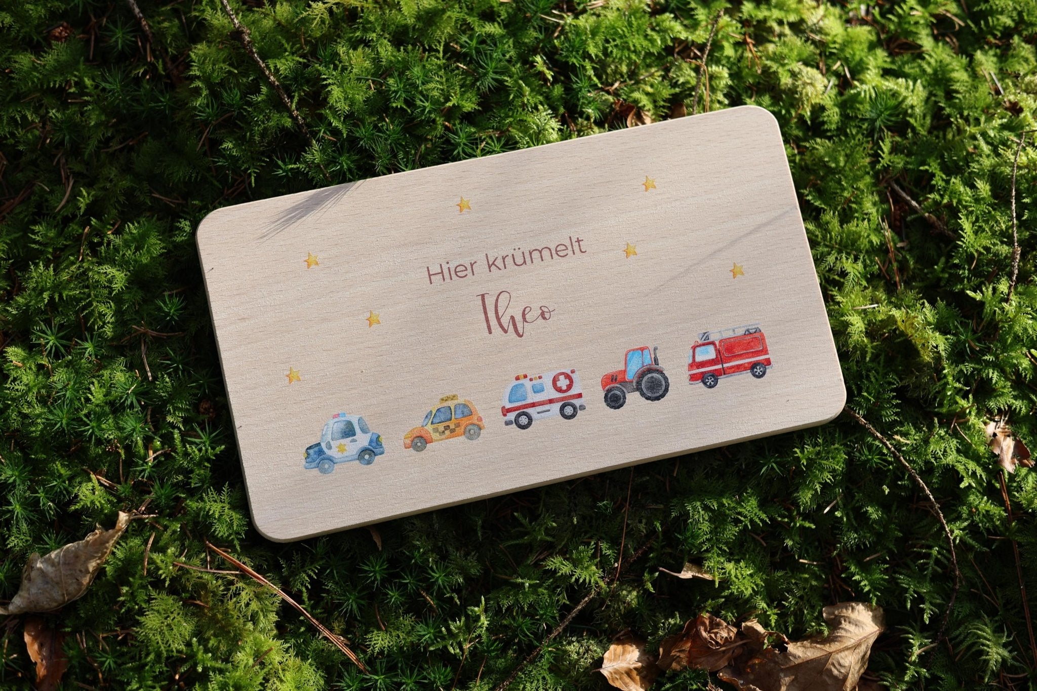 Brettchen Fahrzeuge personalisiert - besonderlich.de - Babygeschenk