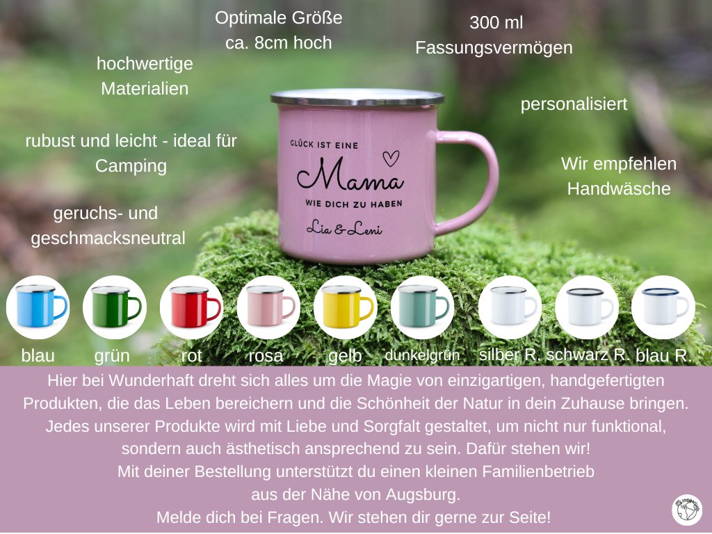 Emailletasse Glück personalisiert - besonderlich.de - beste freundin