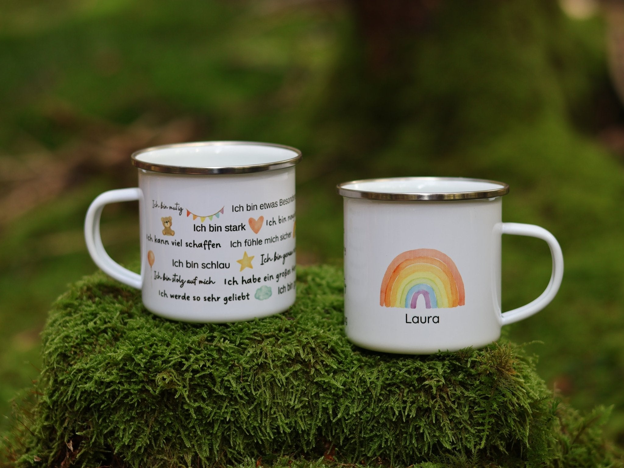 Emailtasse Regenbogen mit Affirmation personalisiert - besonderlich.de - Affirmation