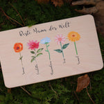 Frühstücksbrettchen Blumenwiese personalisiert - besonderlich.de - Brettchen Mama