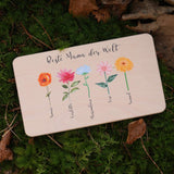 Frühstücksbrettchen Blumenwiese personalisiert - besonderlich.de - Brettchen Mama