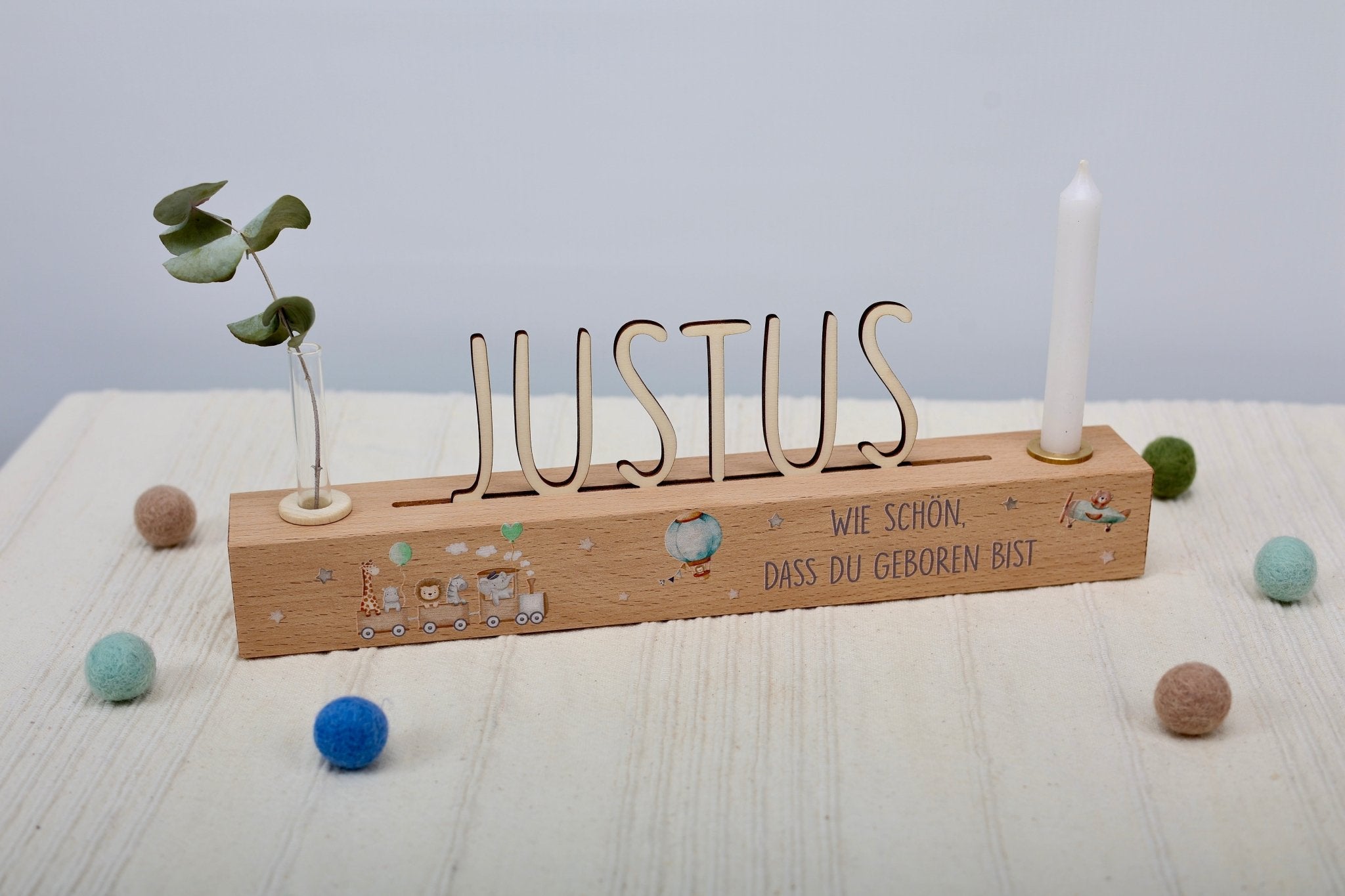 Geburtstagsleiste mit Vase und Kerze - besonderlich.de - Dinosaurier