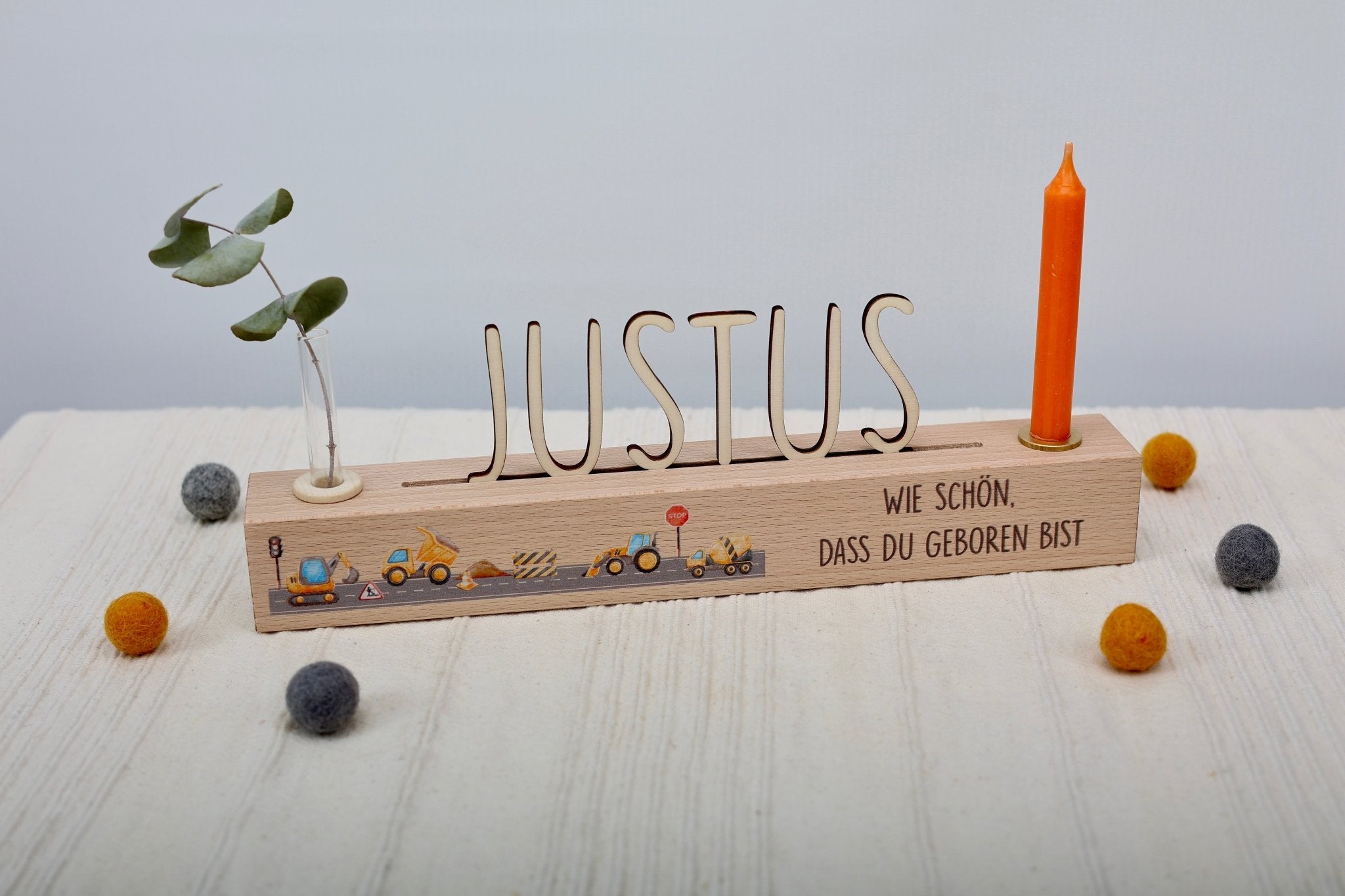 Geburtstagsleiste mit Vase und Kerze - besonderlich.de - Dinosaurier