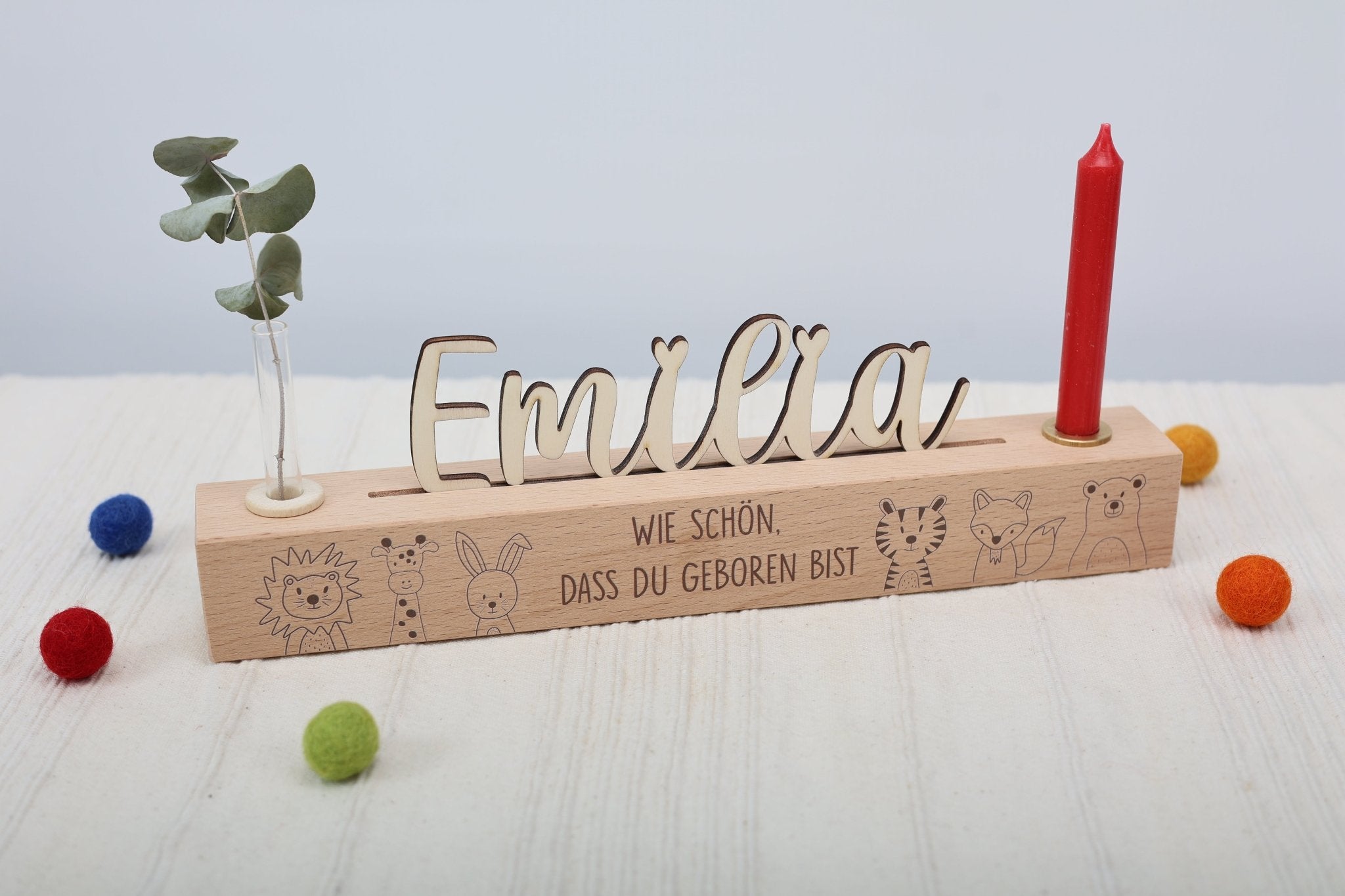 Geburtstagsleiste mit Vase und Kerze - besonderlich.de - Dinosaurier