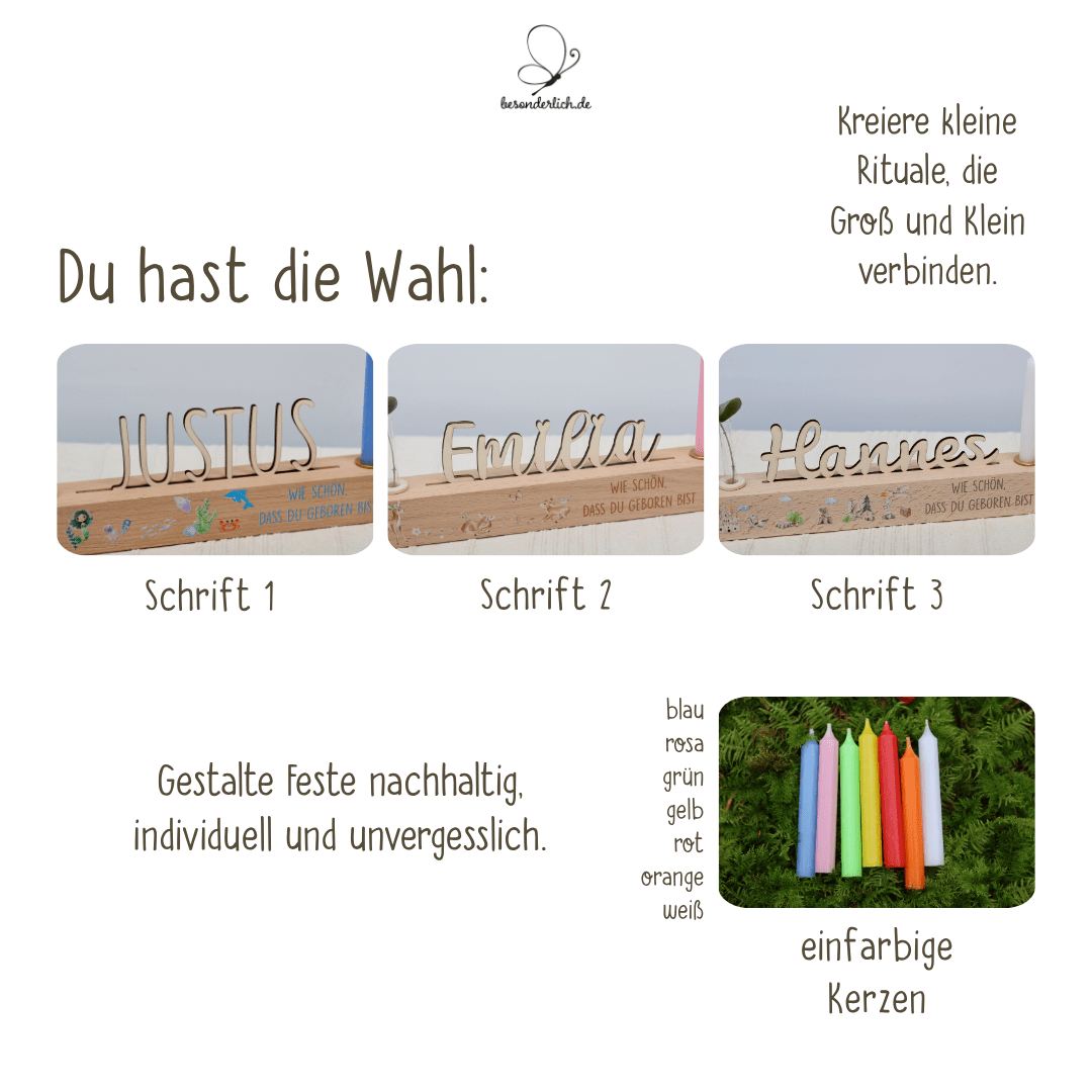 Geburtstagsleiste mit Vase und Kerze - besonderlich.de - Dinosaurier