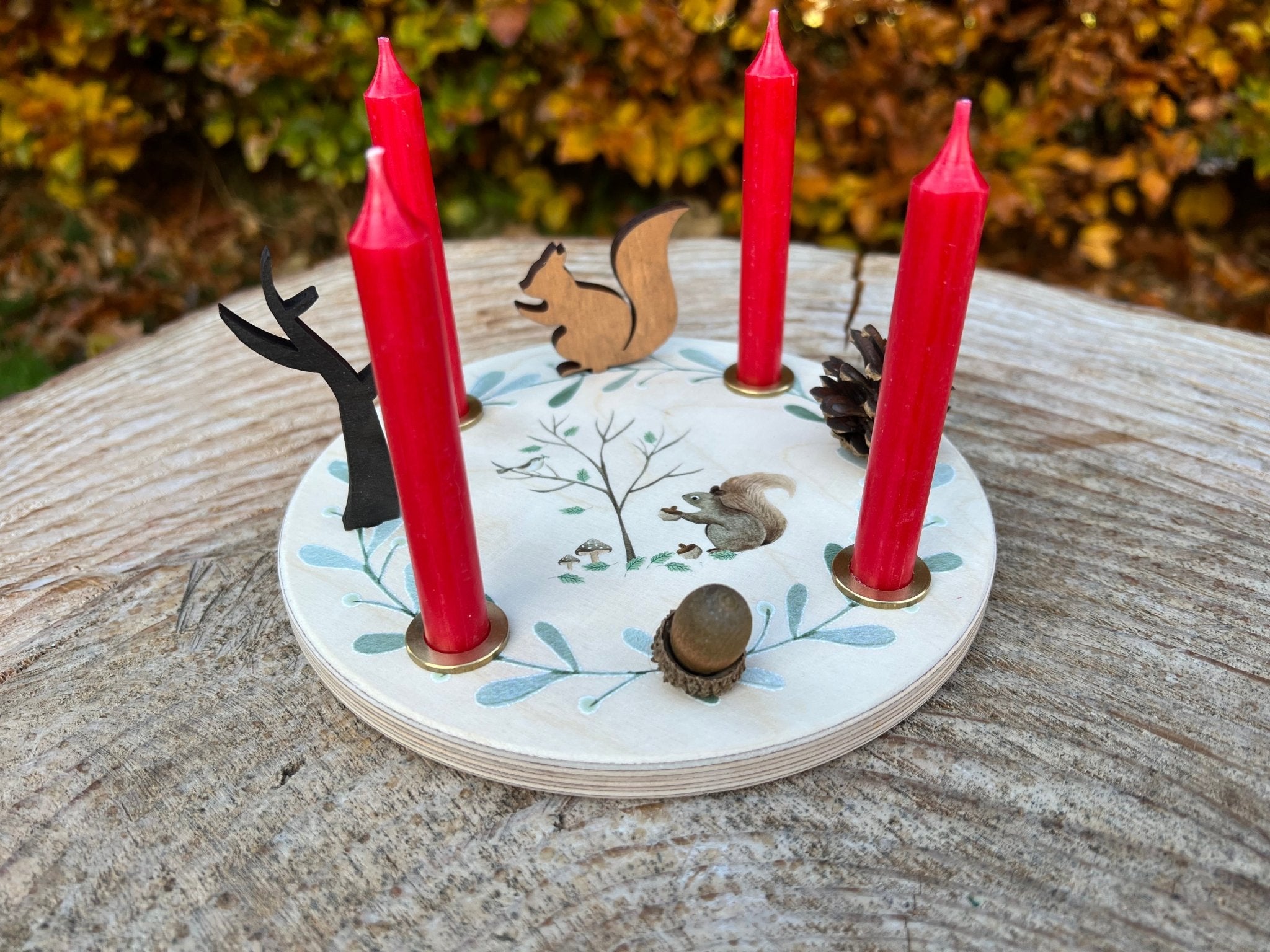 Kerzenkranz Eichhörnchen - besonderlich.de - Adventskerze