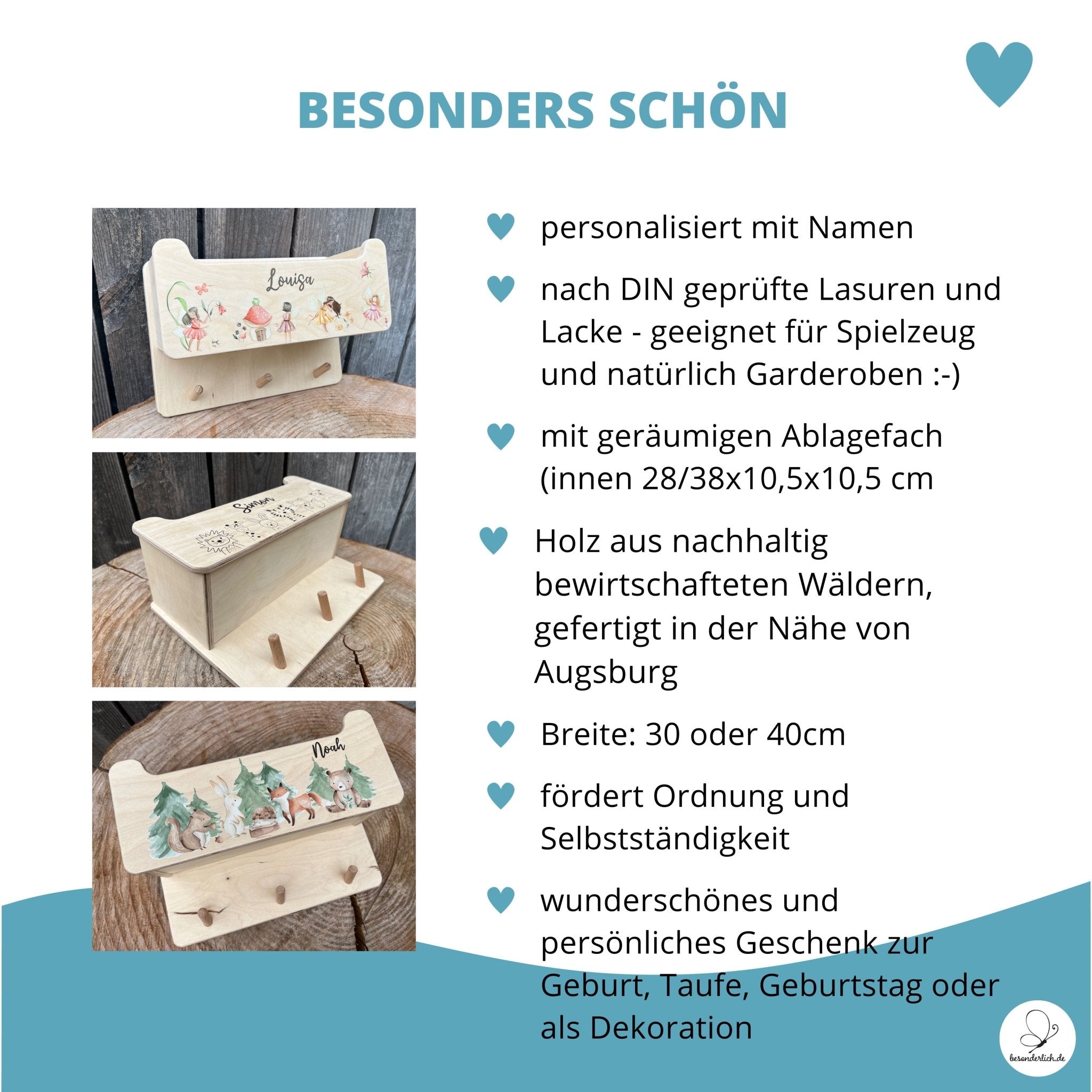 Kindergarderobe mit Mützenfach 60cm - besonderlich.de - baby