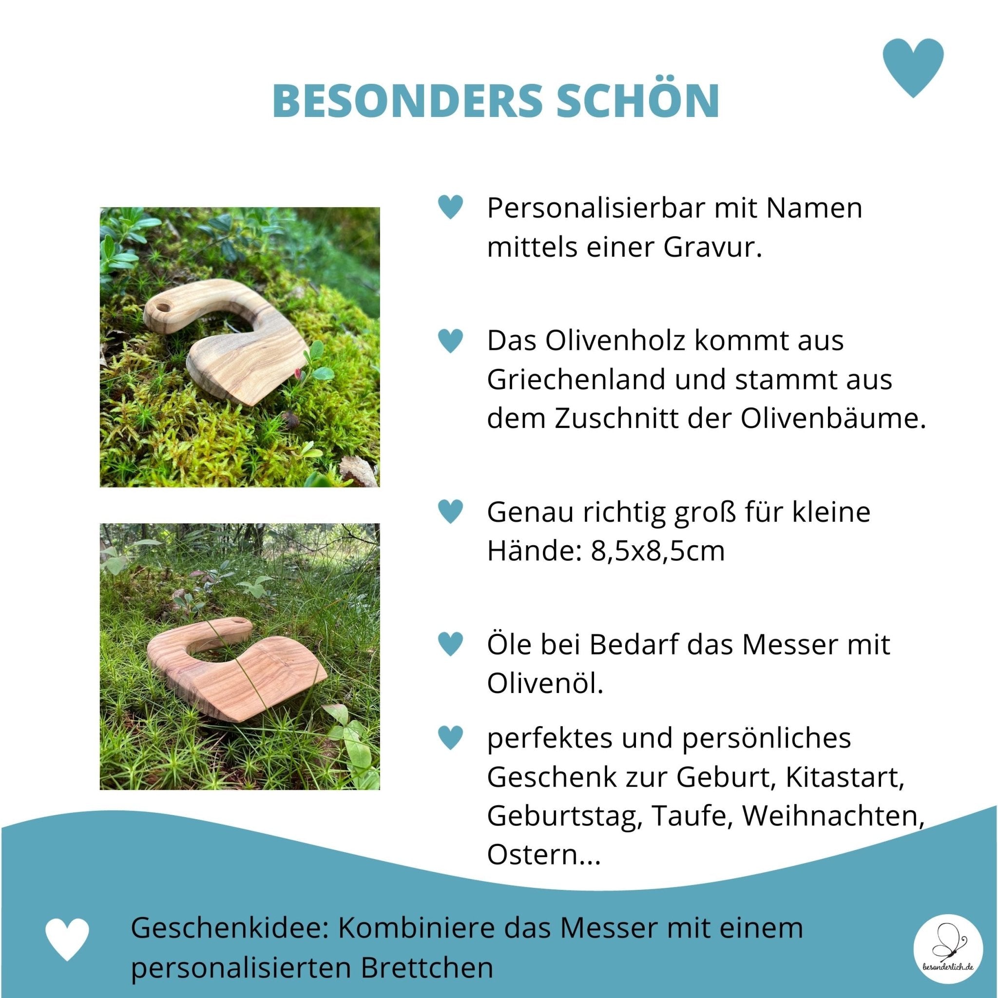 Montessori Kindermesser aus Olivenholz - besonderlich.de - babys geschenke