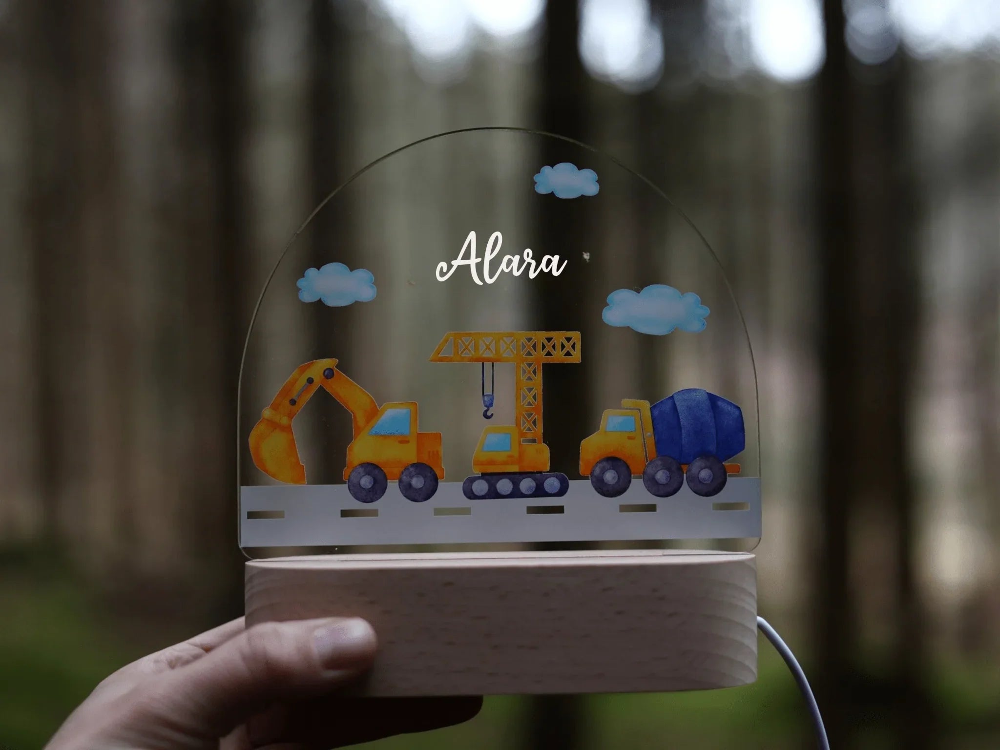 Nachtlicht Baustelle personalisiert - besonderlich.de - Affirmationen Kinder