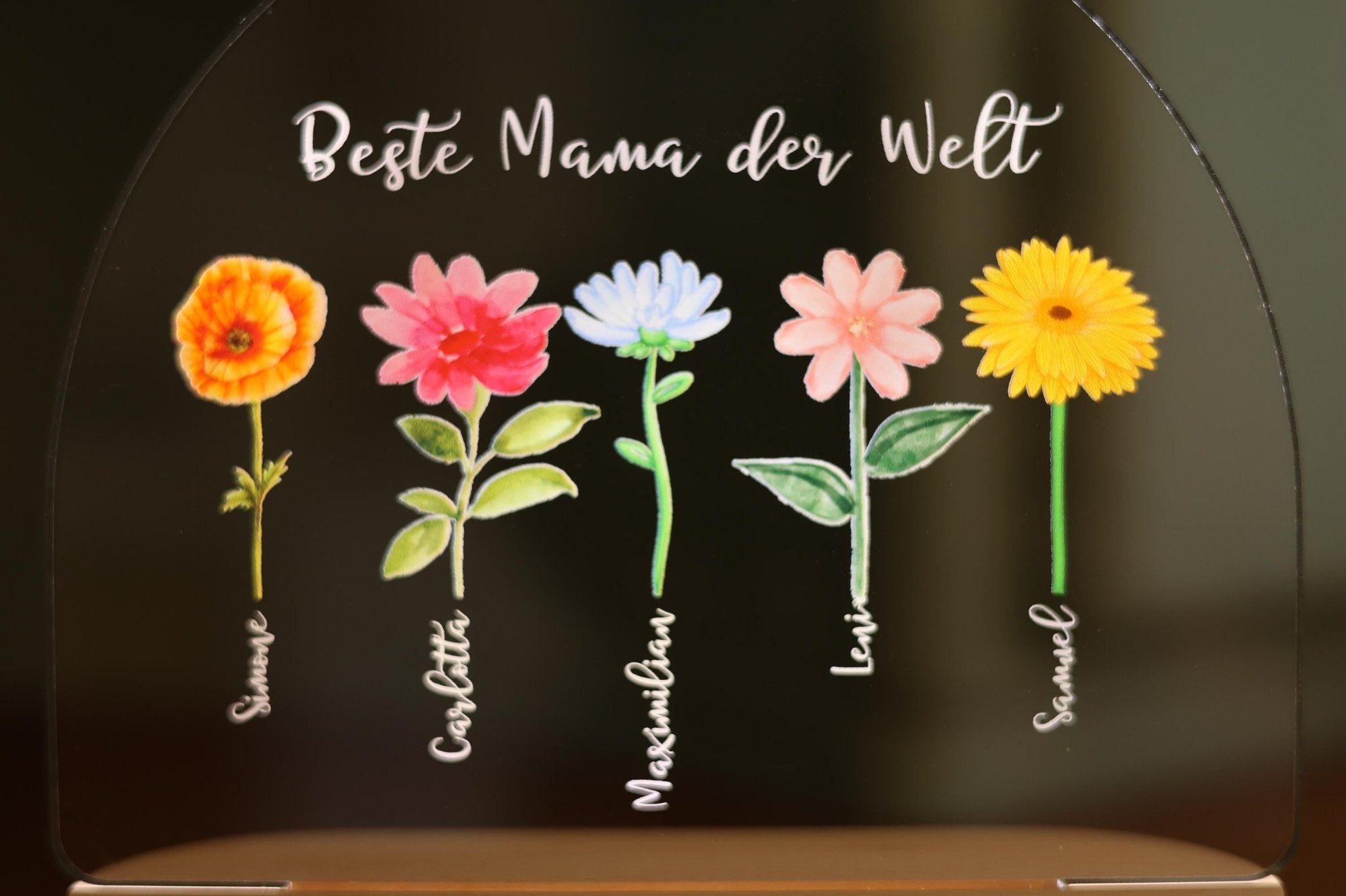 Nachtlicht Beste Mama mit Blumen personalisiert - besonderlich.de - beste mama geschenk