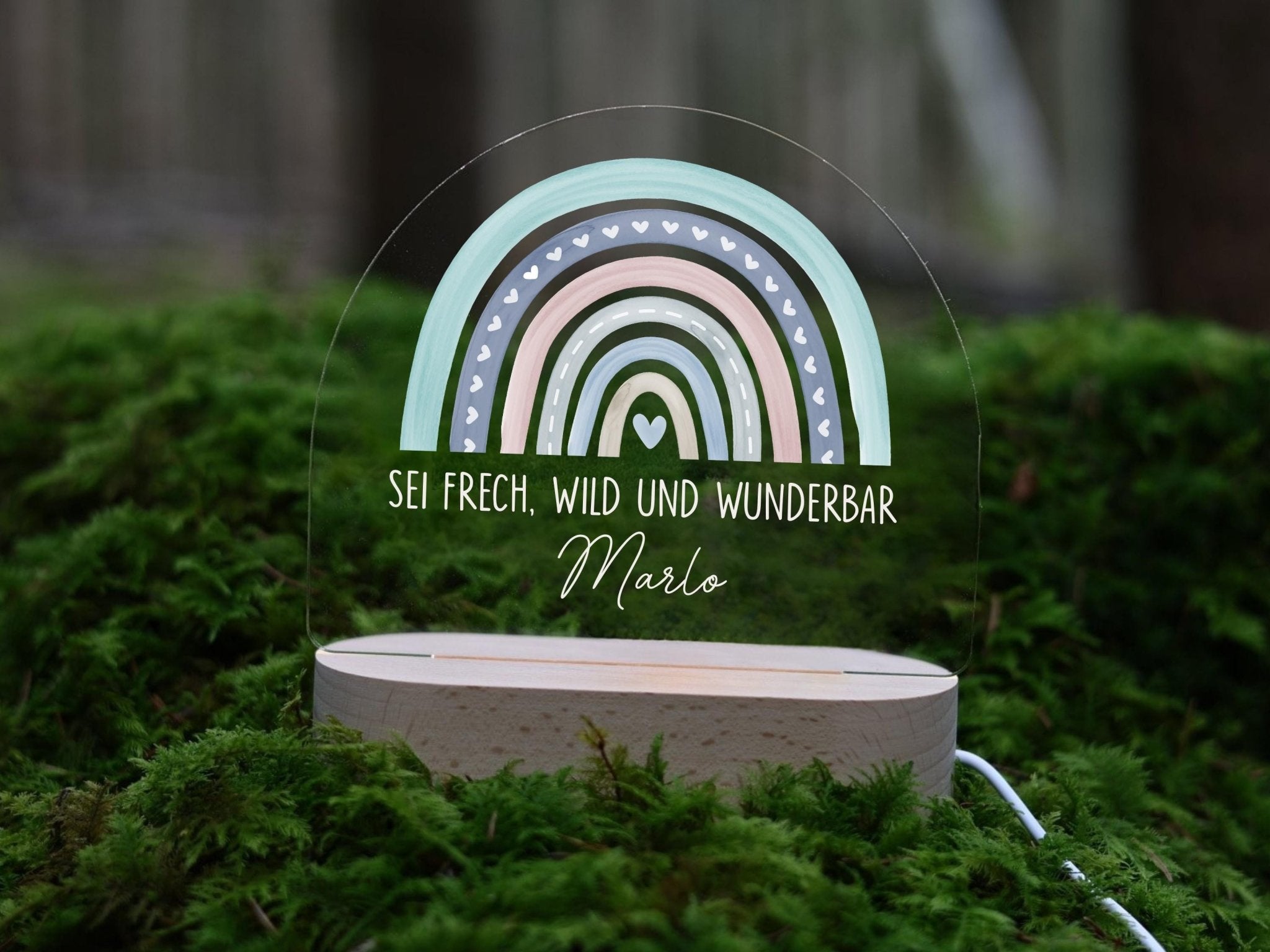 Personalisierte Regenbogen - besonderlich.de - Acryl lampe