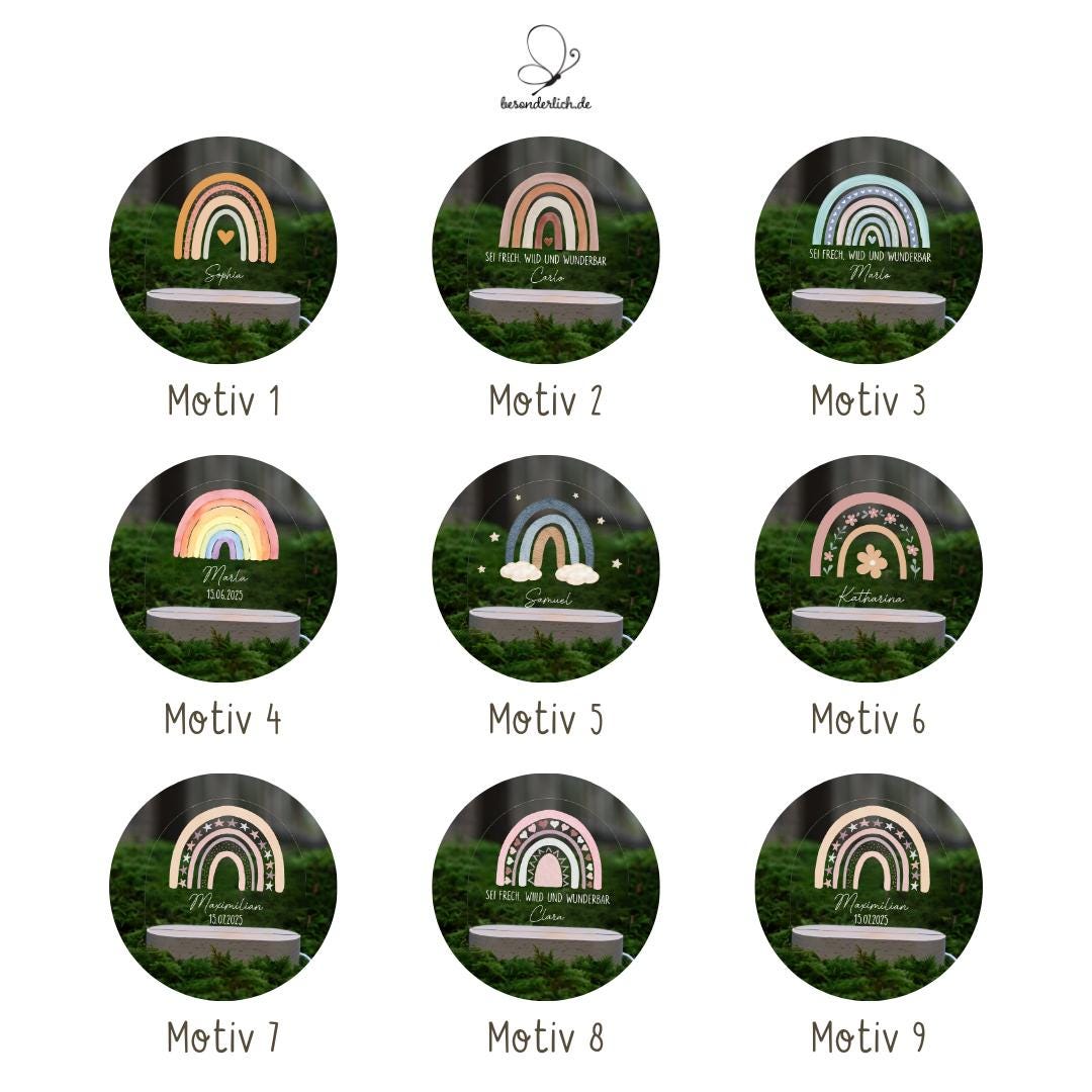 Personalisierte Regenbogen - besonderlich.de - Acryl lampe