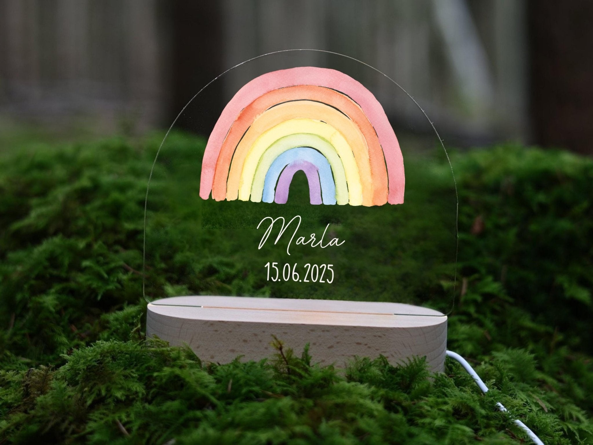 Personalisierte Regenbogen - besonderlich.de - Acryl lampe