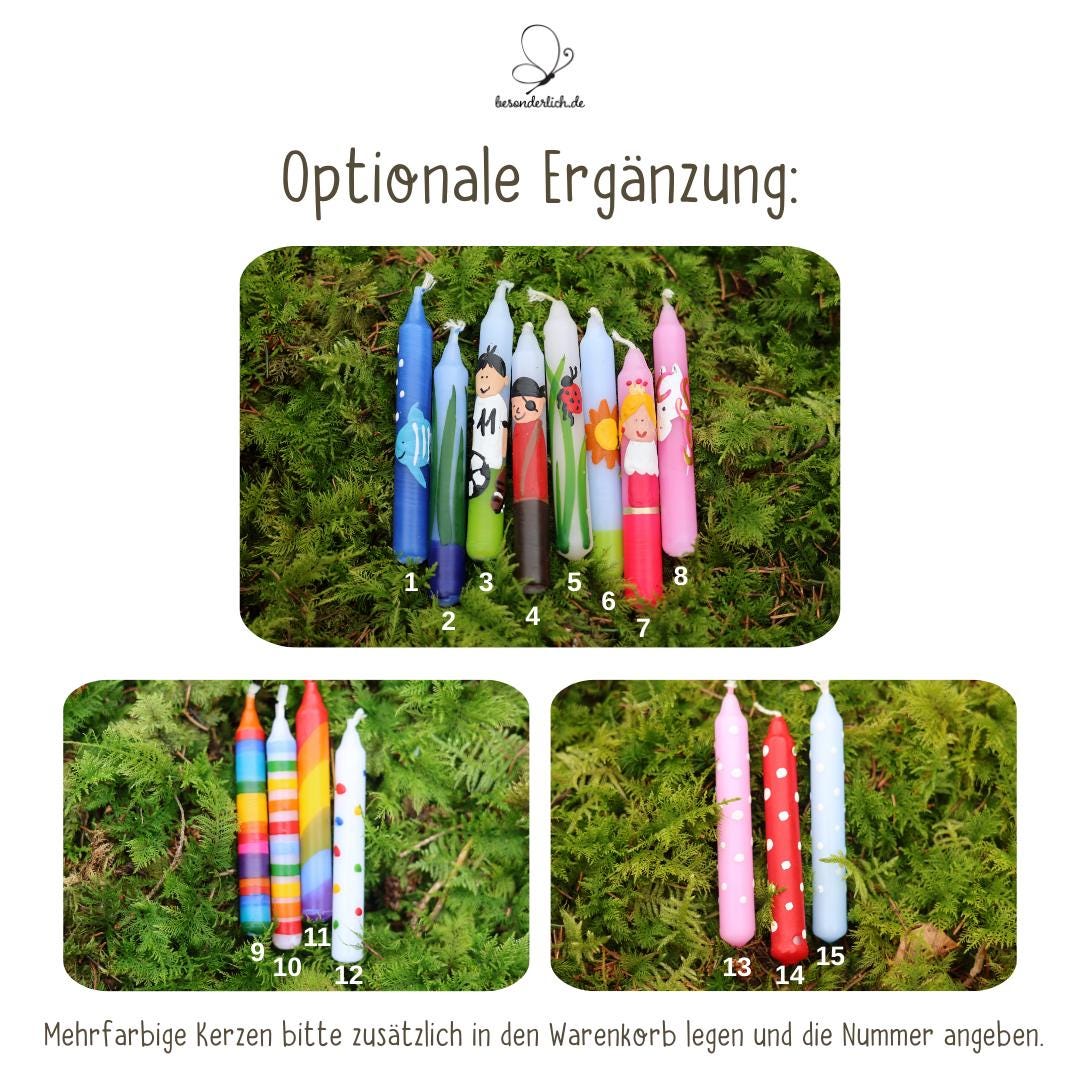 Personalisierter Geburtstagsteller mit Vase und Kerze Regenbogen - besonderlich.de - Boho