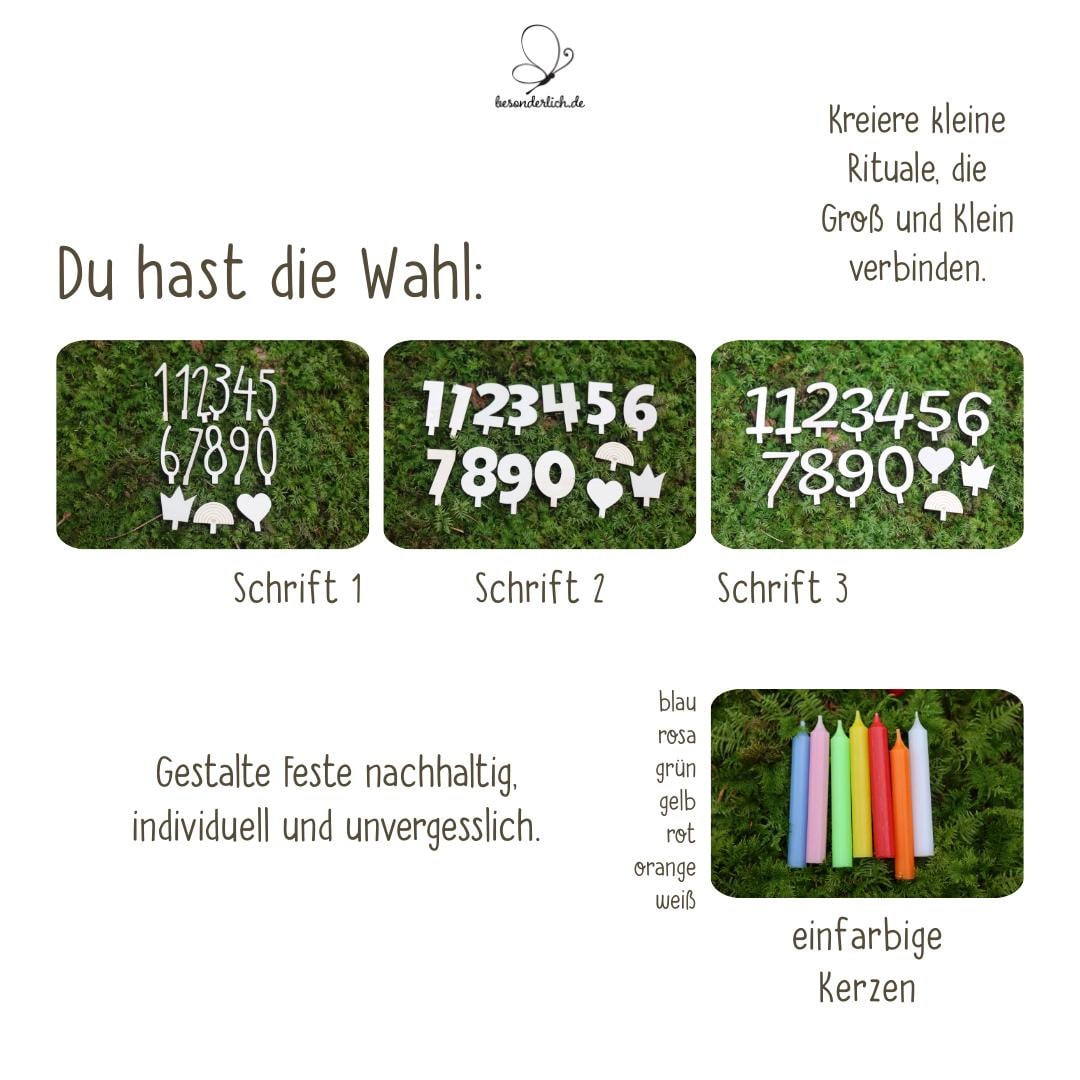 Personalisierter Geburtstagsteller mit Vase und Kerze Regenbogen - besonderlich.de - Boho