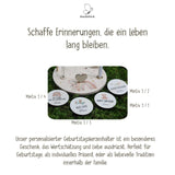 Personalisierter Geburtstagsteller mit Vase und Kerze Regenbogen - besonderlich.de - Boho