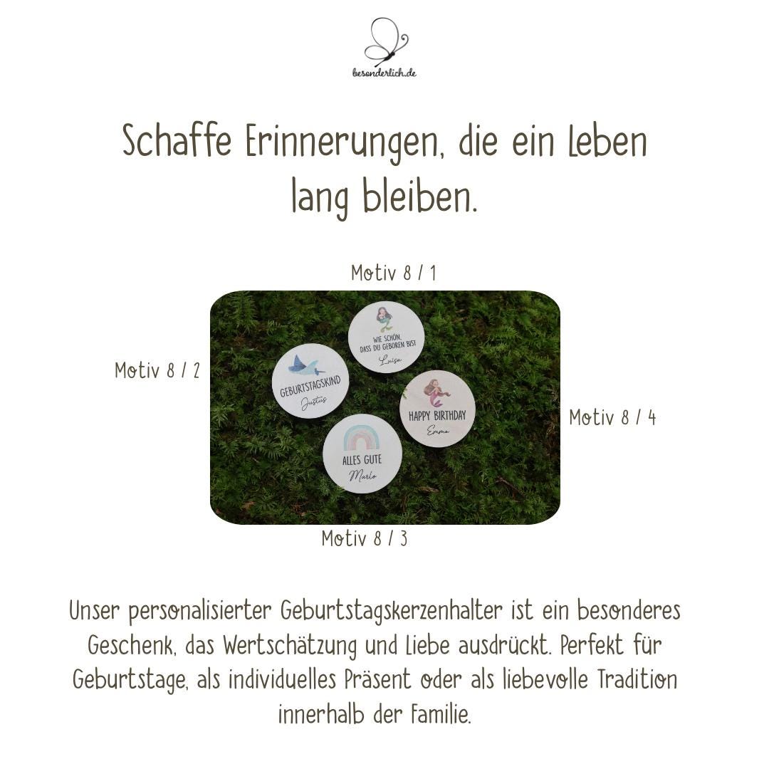 Personalisierter Geburtstagsteller mit Vase und Kerze Wal - besonderlich.de - geburtstagsbrett