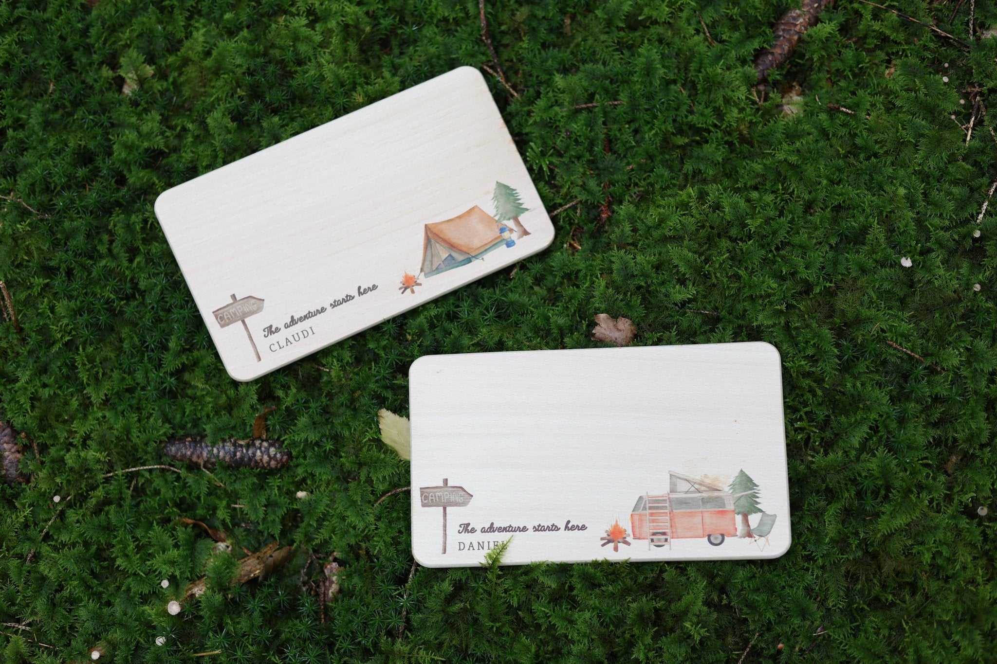 Schneidebrett Camper retro personalisiert - besonderlich.de - Dachzelt