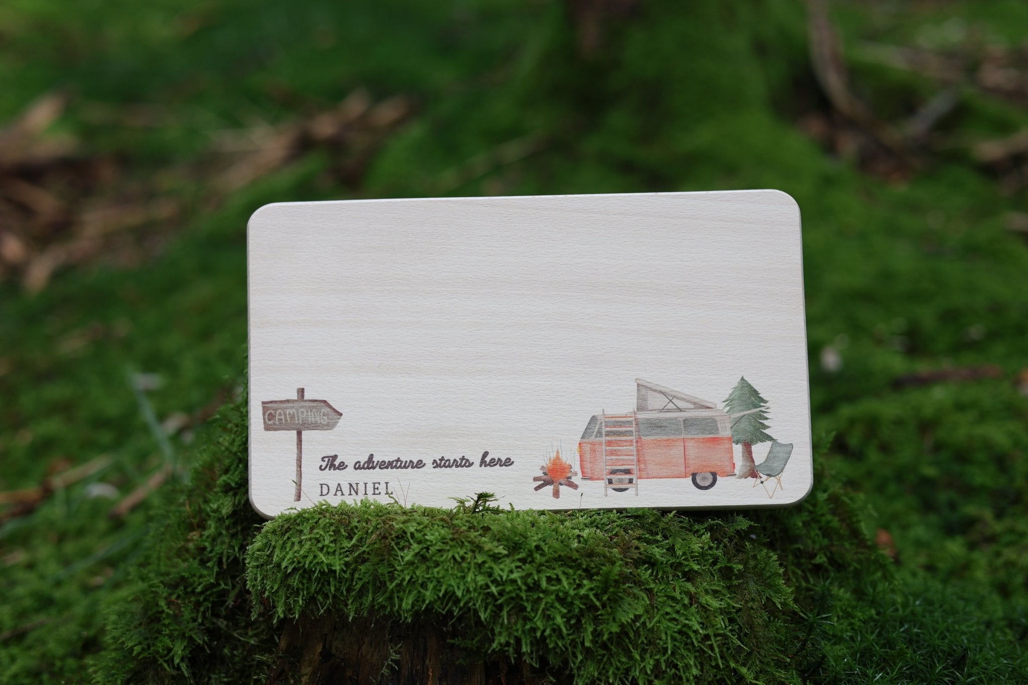 Schneidebrett Camper retro personalisiert - besonderlich.de - Dachzelt