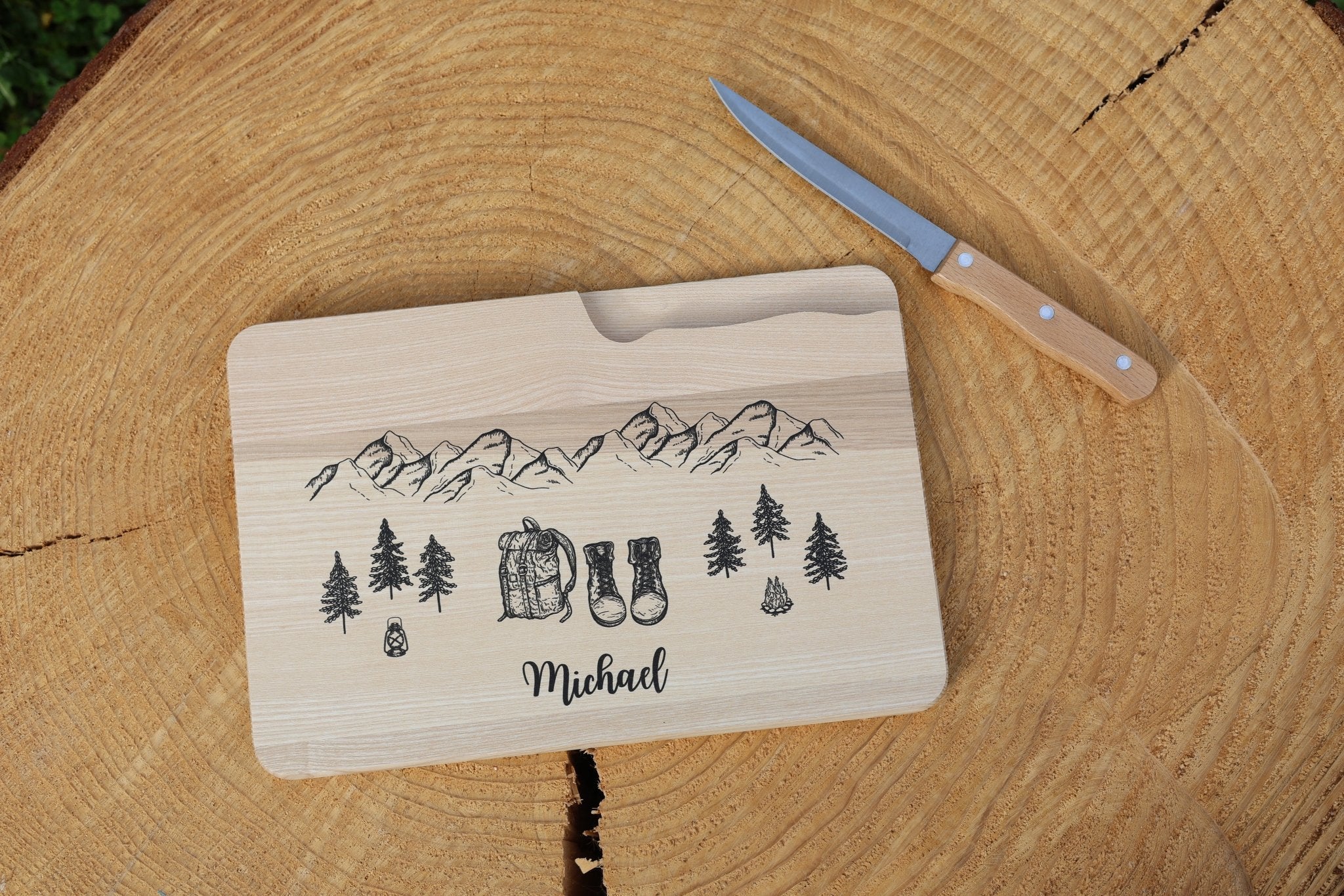 Schneidebrett mit Messer - Camper - besonderlich.de - 30 geburtstag mann