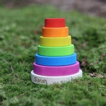 Stapelturm Regenbogen personalisiert - besonderlich.de - Bausteine Waldorf