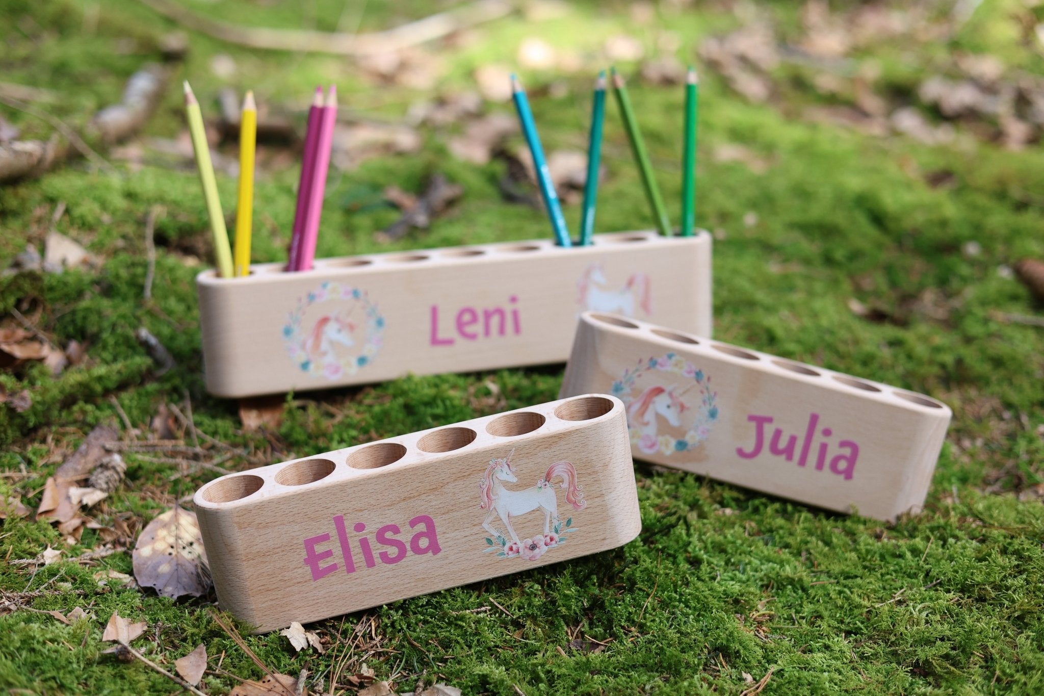 Stiftehalter Einhorn personalisiert - besonderlich.de - Buntstifte