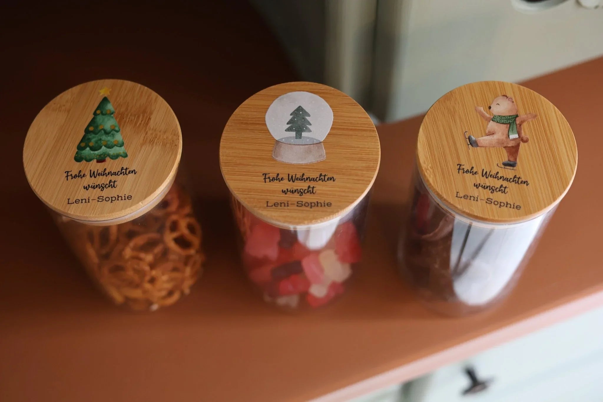 Vorratsglas Weihnachten – personalisiertes Geschenk Holz