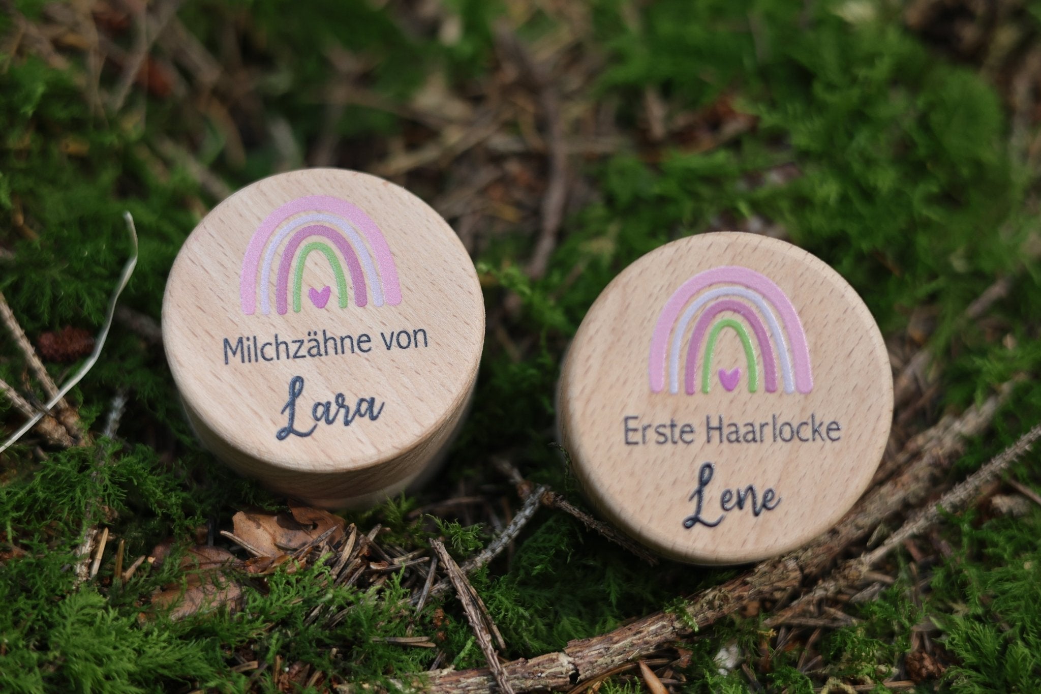 Zahndose und Haarlockendose Regenbogen - besonderlich.de - Erinnerung erste Locke