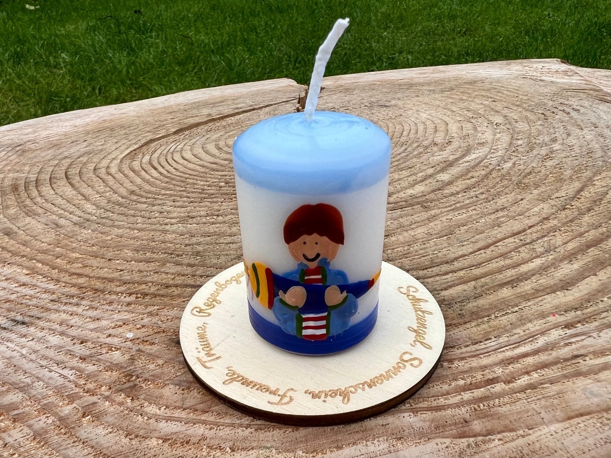 Lebenslicht "1. Schultag" blau - besonderlich.de -1. Schultag Geschenk