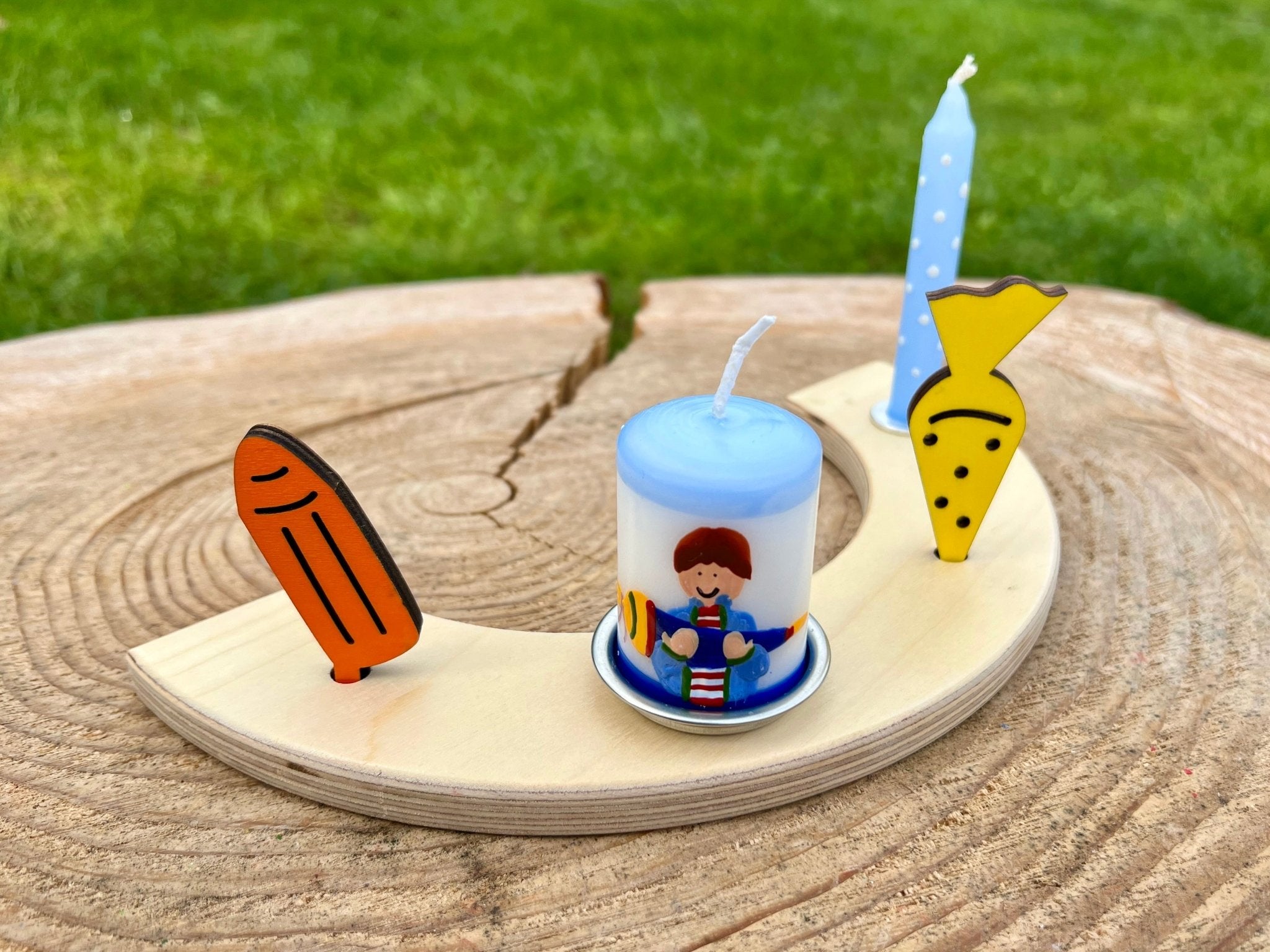 Lebenslicht "1. Schultag" blau - besonderlich.de -1. Schultag Geschenk