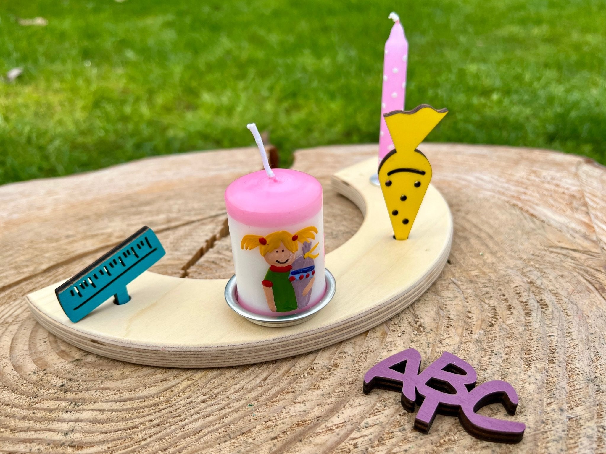 Lebenslicht "1. Schultag" rosa - besonderlich.de -1. Schultag Geschenk