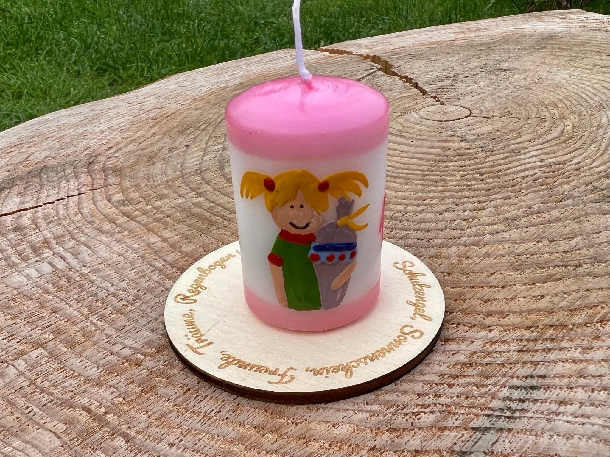 Lebenslicht "1. Schultag" rosa - besonderlich.de -1. Schultag Geschenk