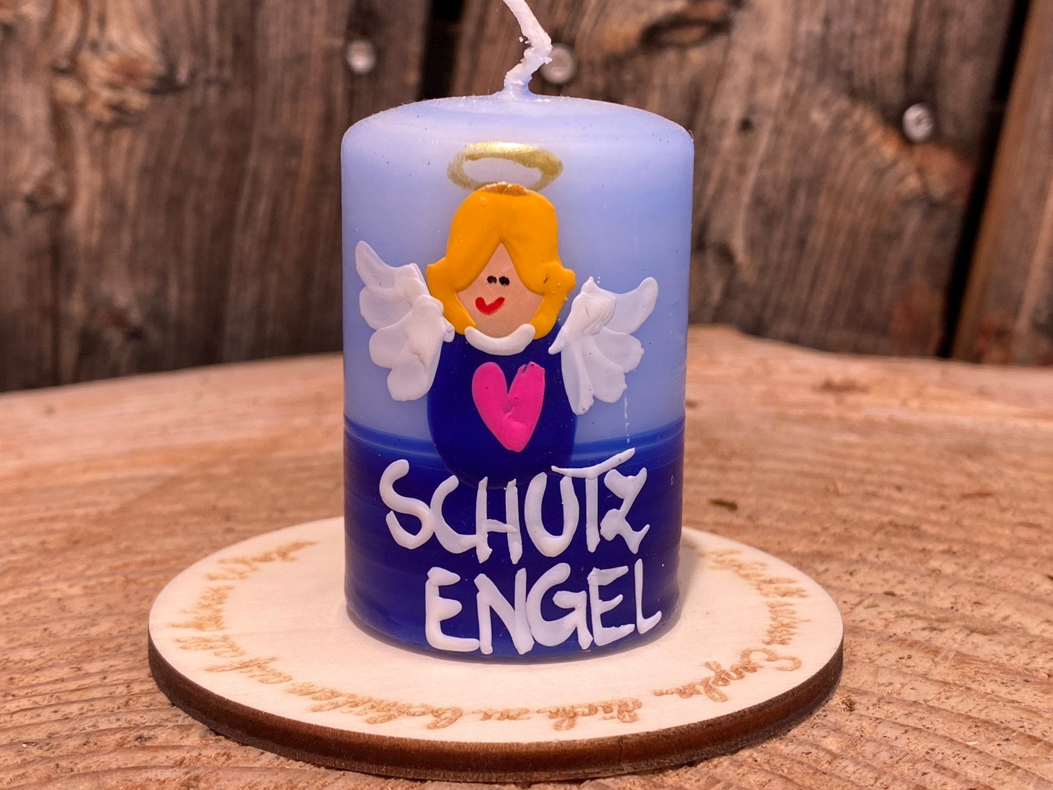 Schutzengel mit Kerze "blau" - besonderlich.de -Geburtsgeschenk mit Name