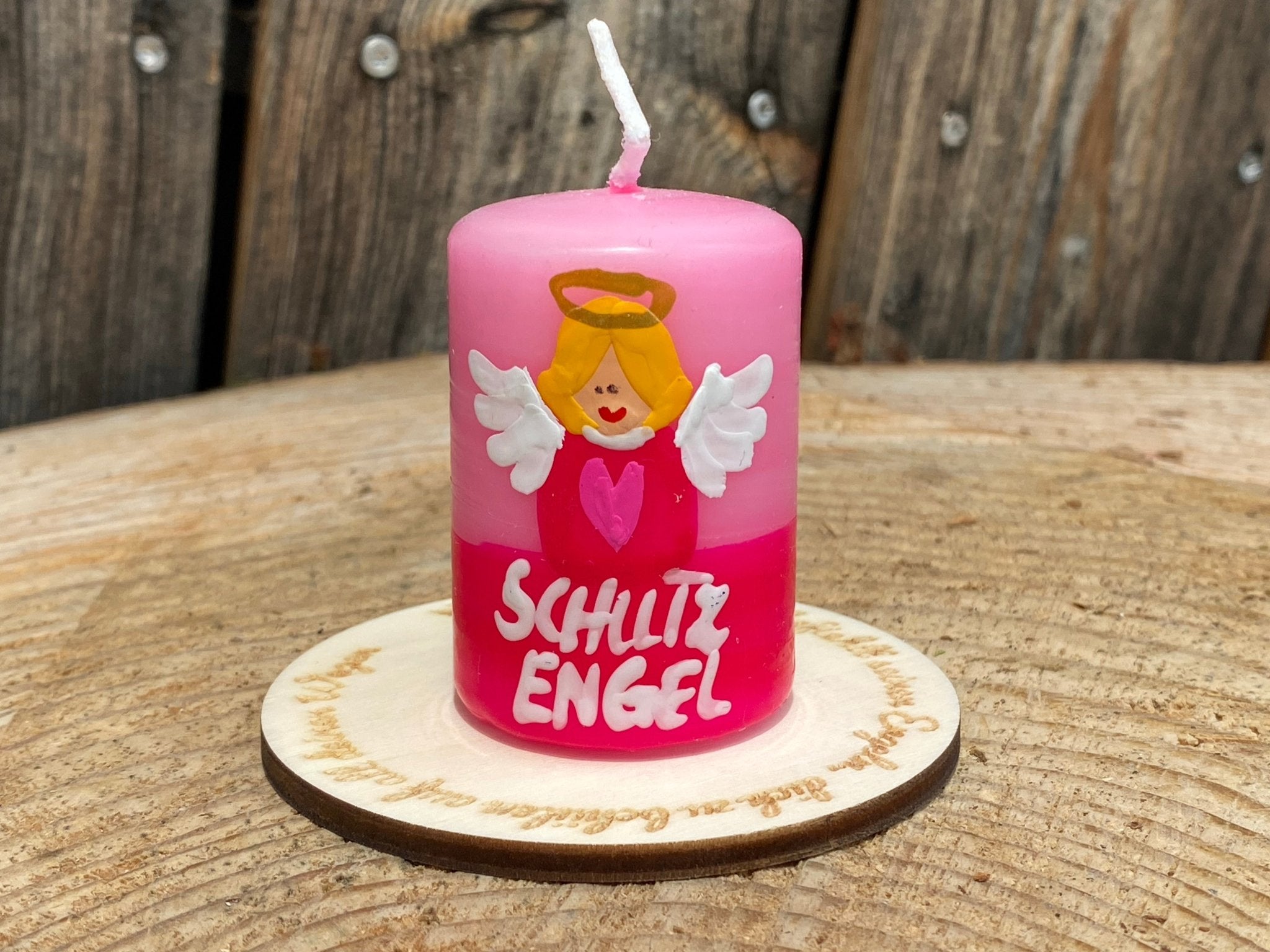 Schutzengel mit Kerze "rosa" - besonderlich.de -Geburtsgeschenk mit Name